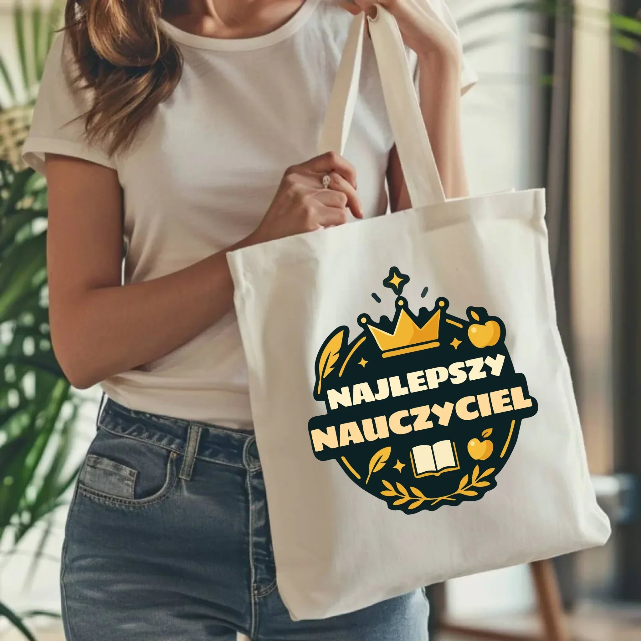 Najlepszy nauczyciel | Torba z nadrukiem prezent dla nauczyciela N38 - StoryCups.pl