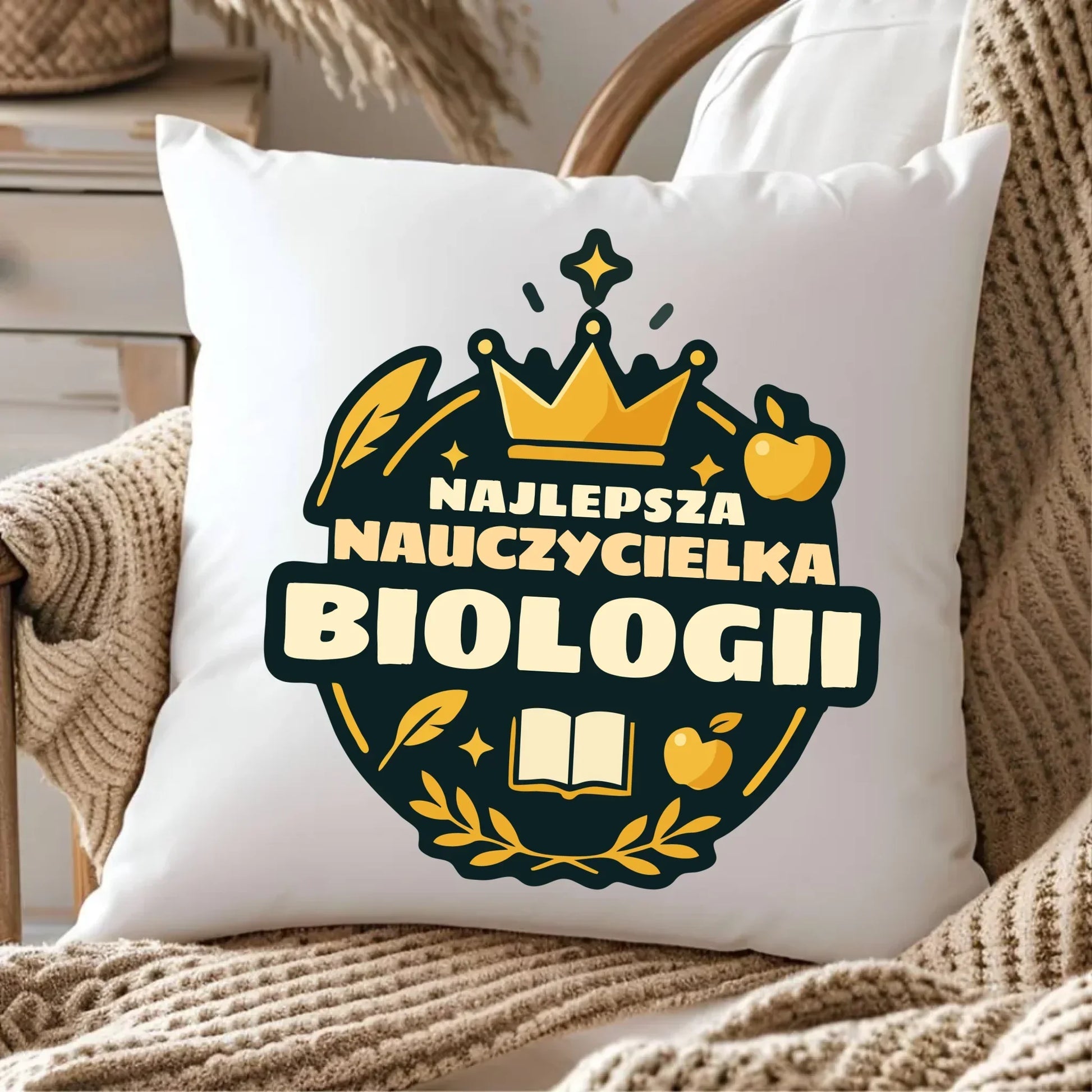 Najlepsza nauczycielka biologii | Poduszka prezent dla nauczycielki N39 - StoryCups.pl
