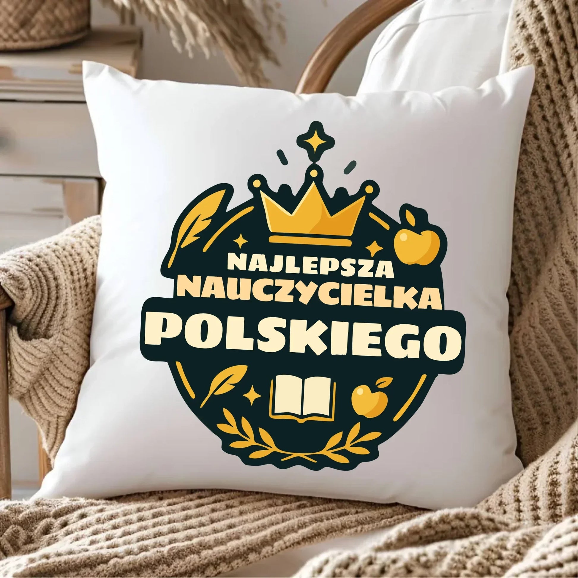 Najlepsza nauczycielka języka polskiego | Poduszka prezent dla polonistki N41 - StoryCups.pl