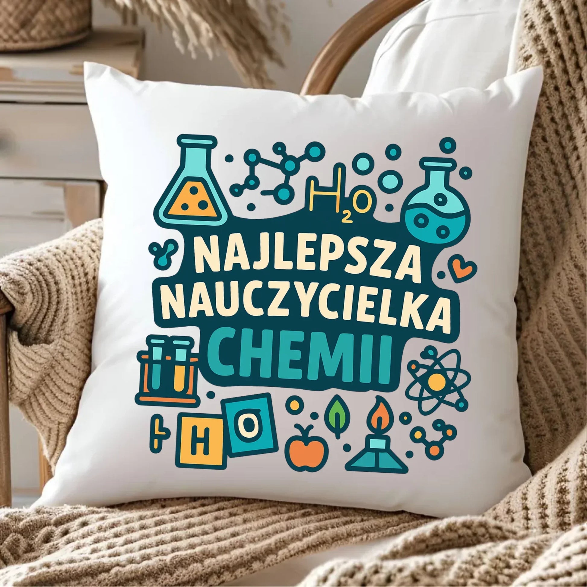 Najlepsza nauczycielka chemii | Poduszka prezent dla nauczycielki N44 - StoryCups.pl