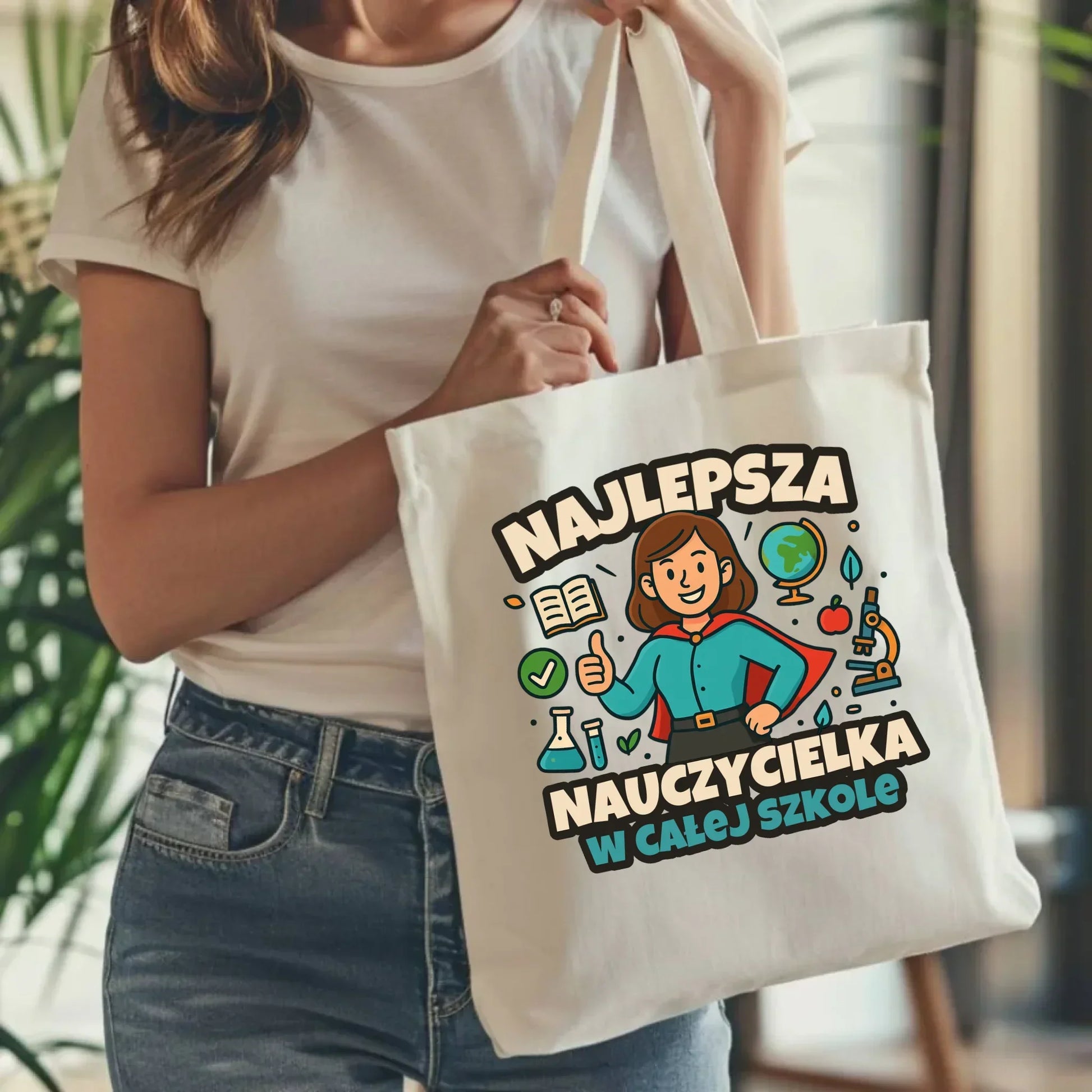 Najlepsza nauczycielka w całej szkole | Torba prezent nauczyciel N45 - StoryCups.pl