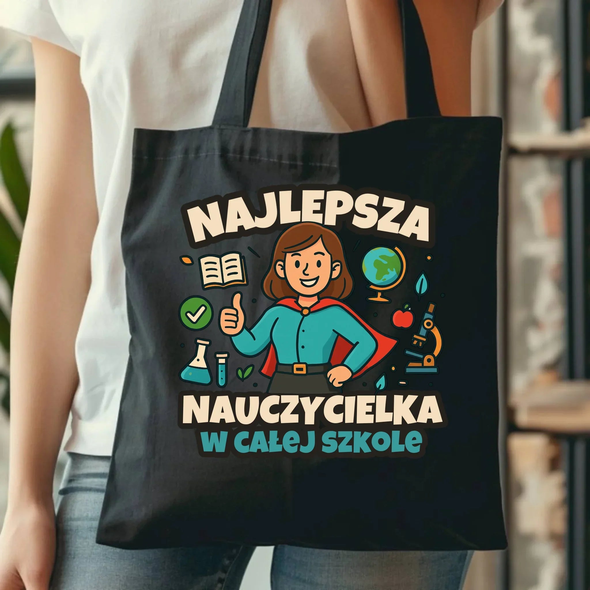 Najlepsza nauczycielka w całej szkole | Torba prezent nauczyciel N45 - StoryCups.pl