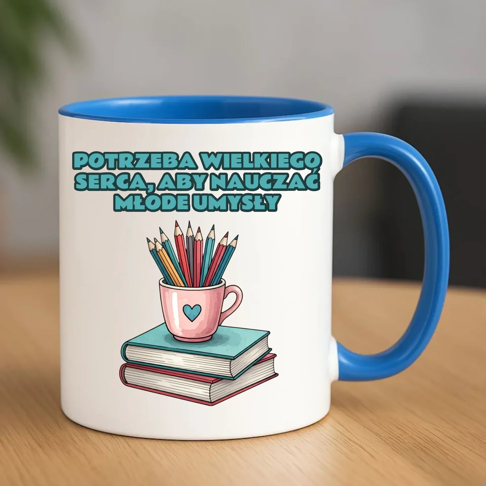 Potrzeba wielkiego serca, by nauczać młode umysły | Kubek dla nauczyciela N13 - StoryCups.pl