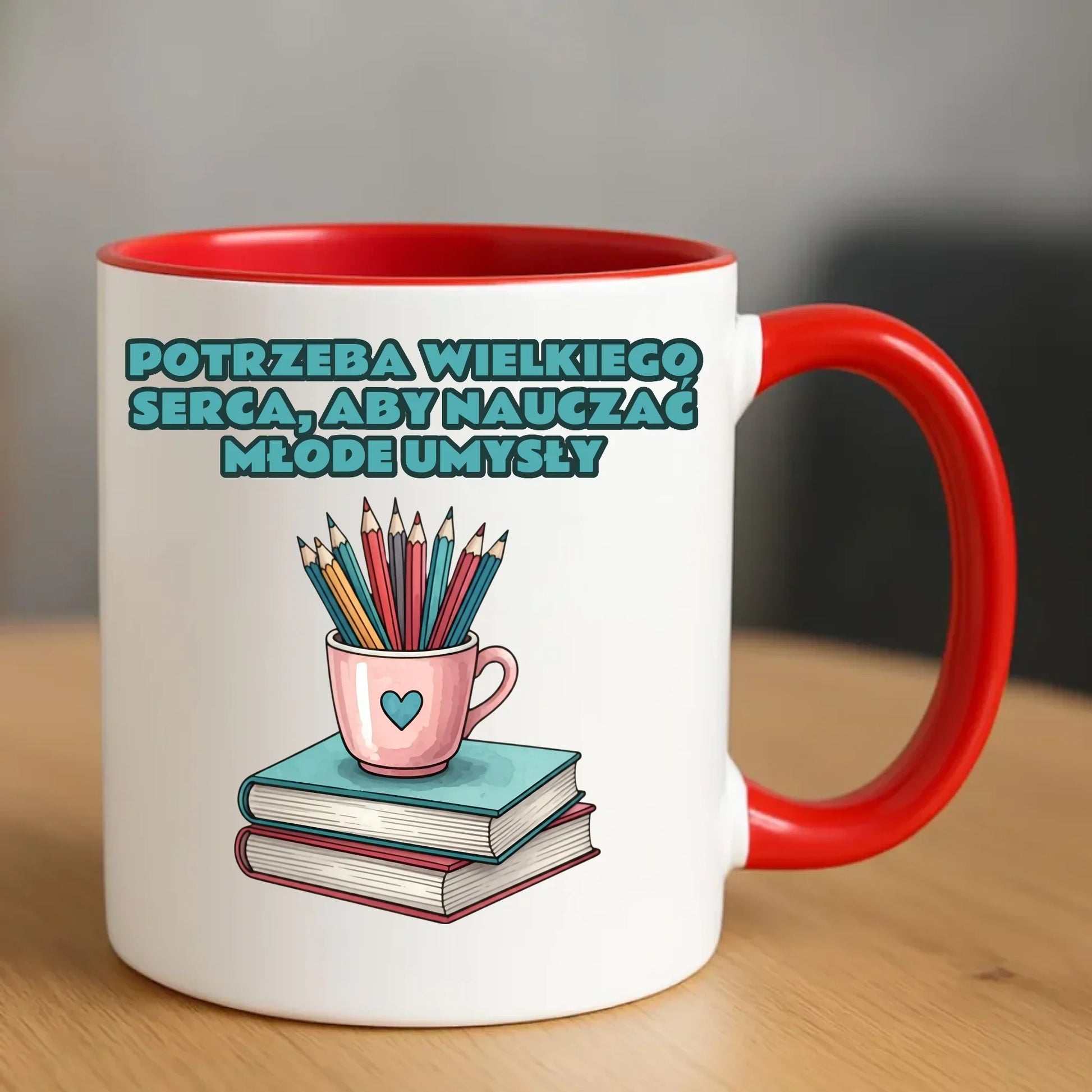 Potrzeba wielkiego serca, by nauczać młode umysły | Kubek dla nauczyciela N13 - StoryCups.pl