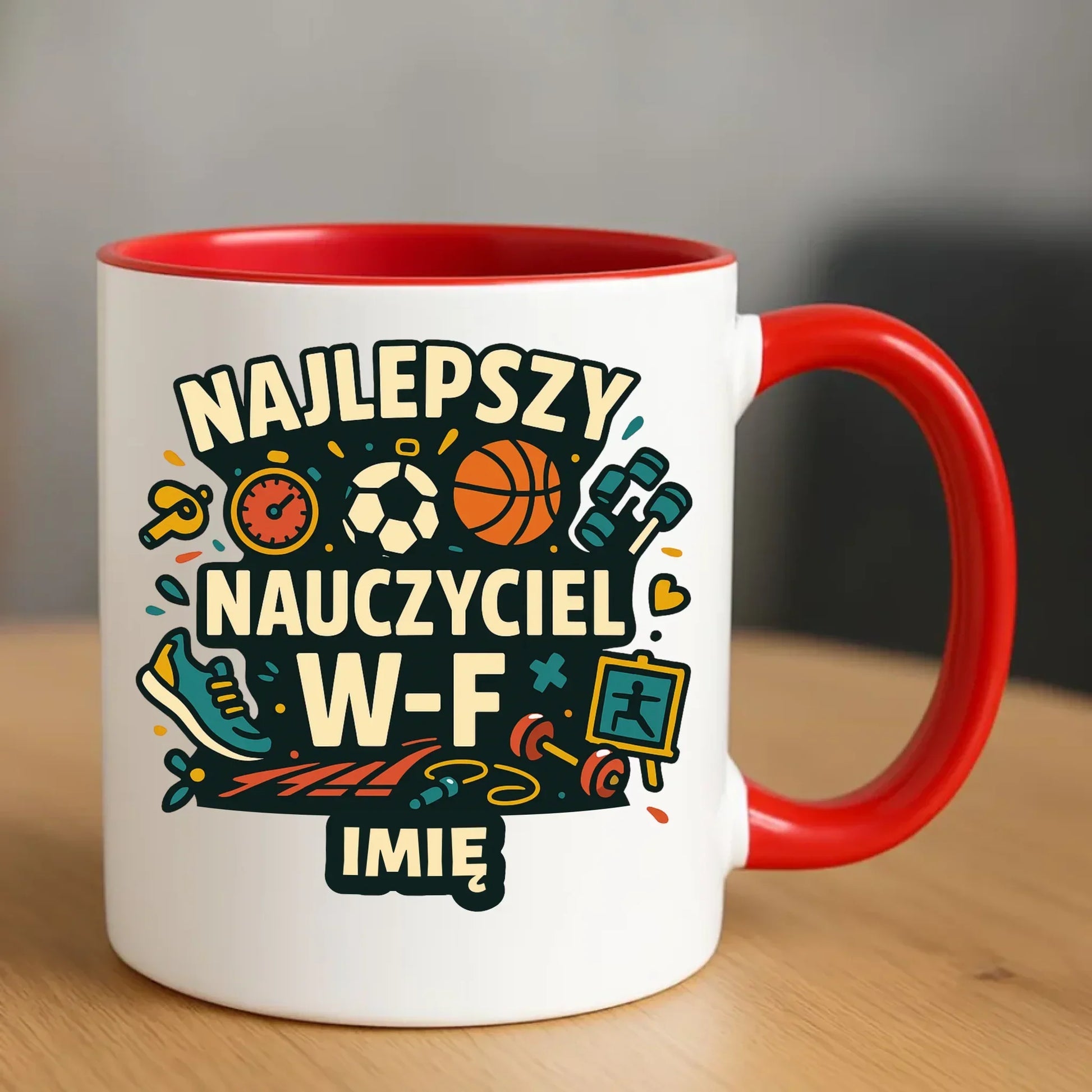 Najlepszy nauczyciel W-F | Kubek prezent dla nauczyciela wychowania fizycznego N50 - StoryCups.pl