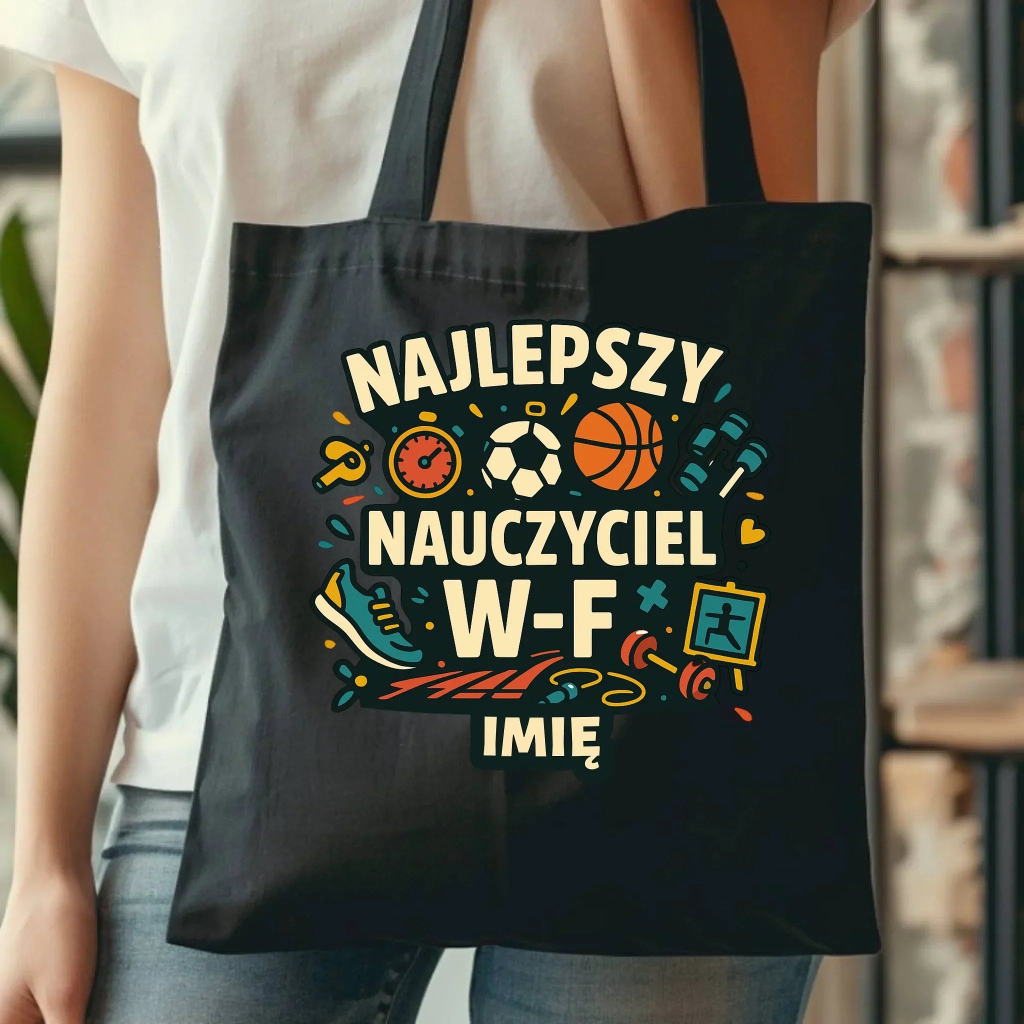 Najlepszy nauczyciel W-F | Torba prezent dla nauczyciela wychowania fizycznego N50 - StoryCups.pl