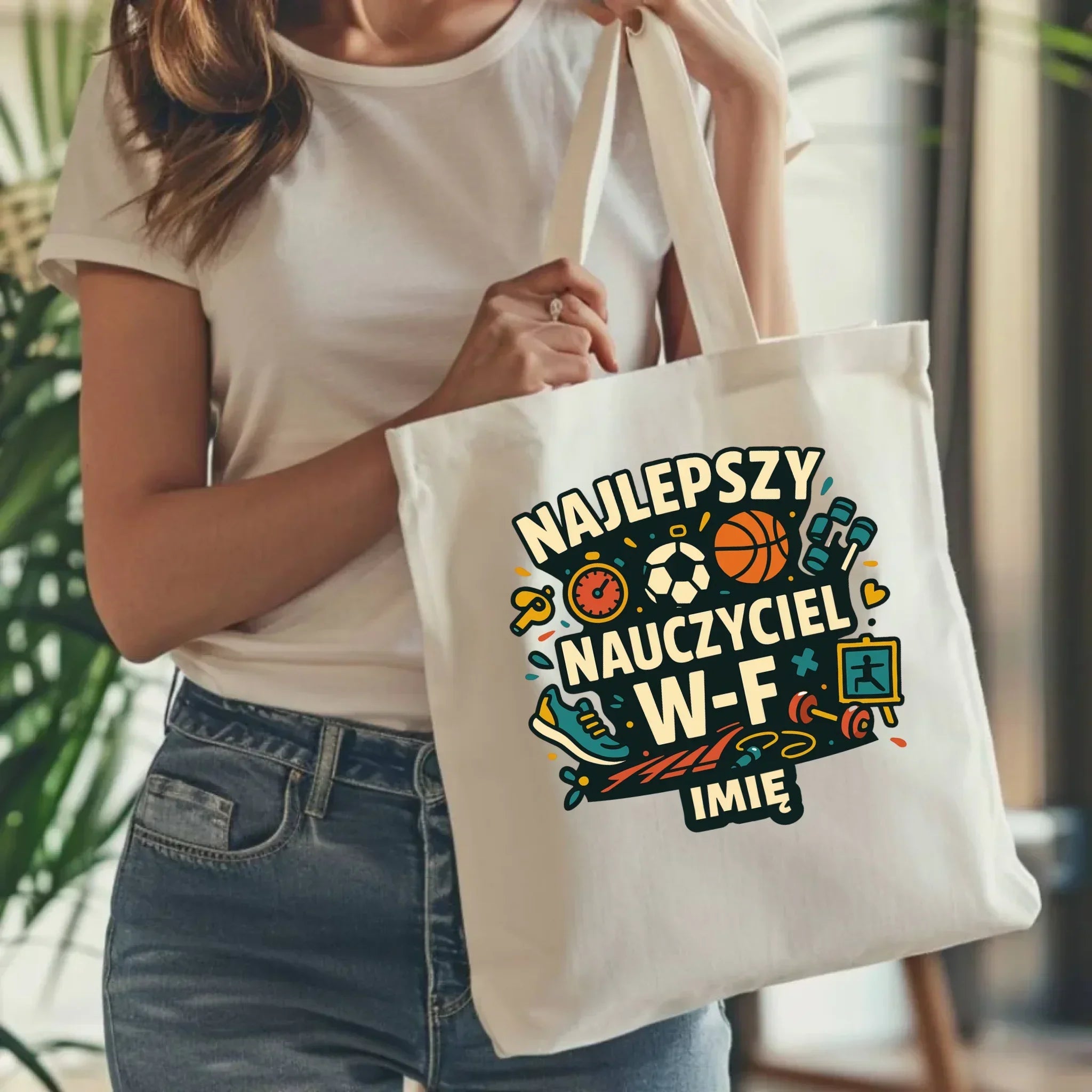 Najlepszy nauczyciel W-F | Torba prezent dla nauczyciela wychowania fizycznego N50 - StoryCups.pl