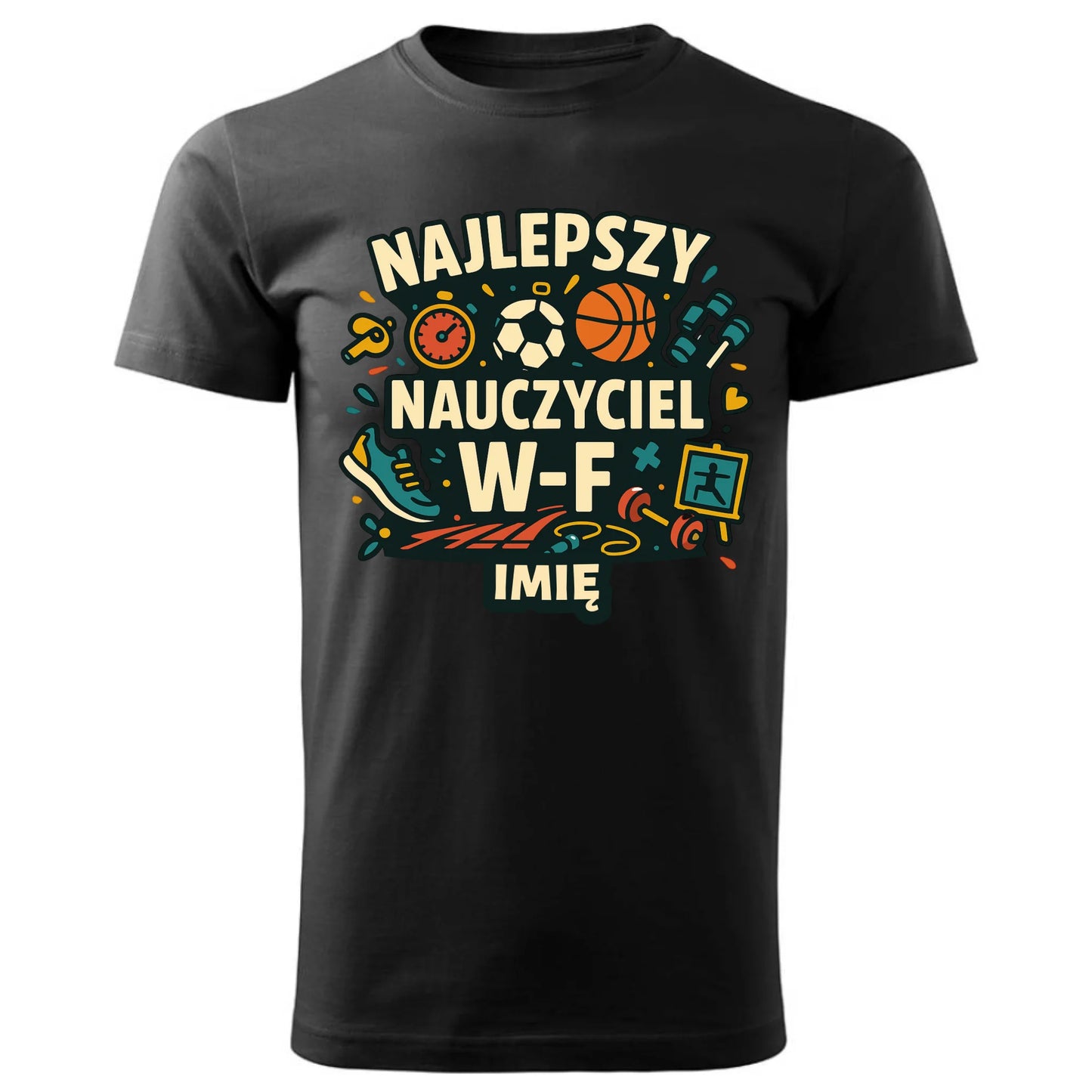 Czarna koszulka dla nauczyciela na prezent NAUCZYCIEL ZAKOŃCZENIE ROKU SZKOLNEGO