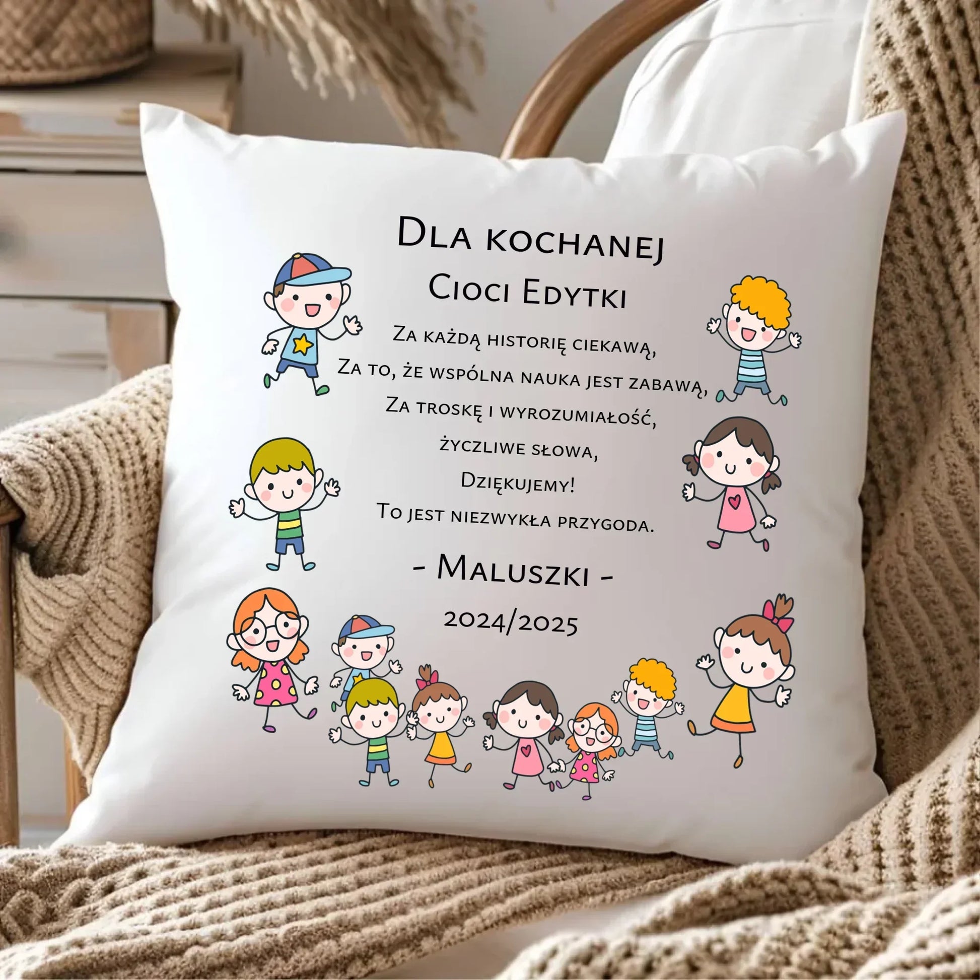 Podziękowanie od przedszkolaków | Poduszka dla nauczyciela N07 - StoryCups.pl