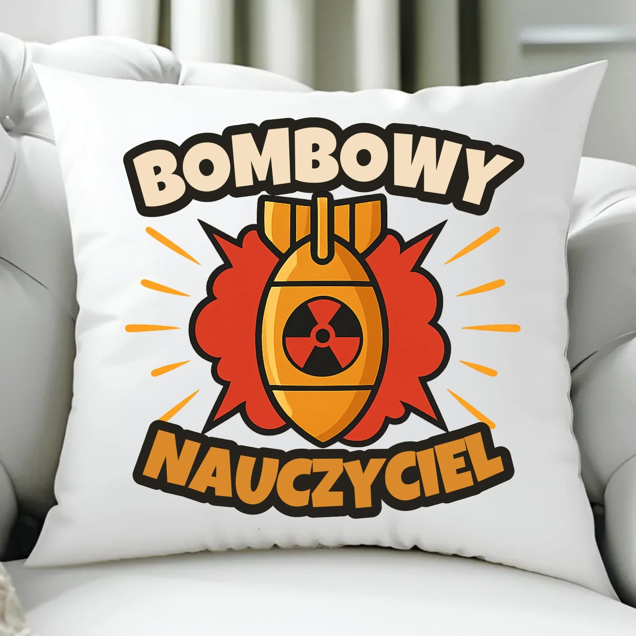 Bombowy nauczyciel | Poduszka prezent dla nauczyciela N36 - StoryCups.pl