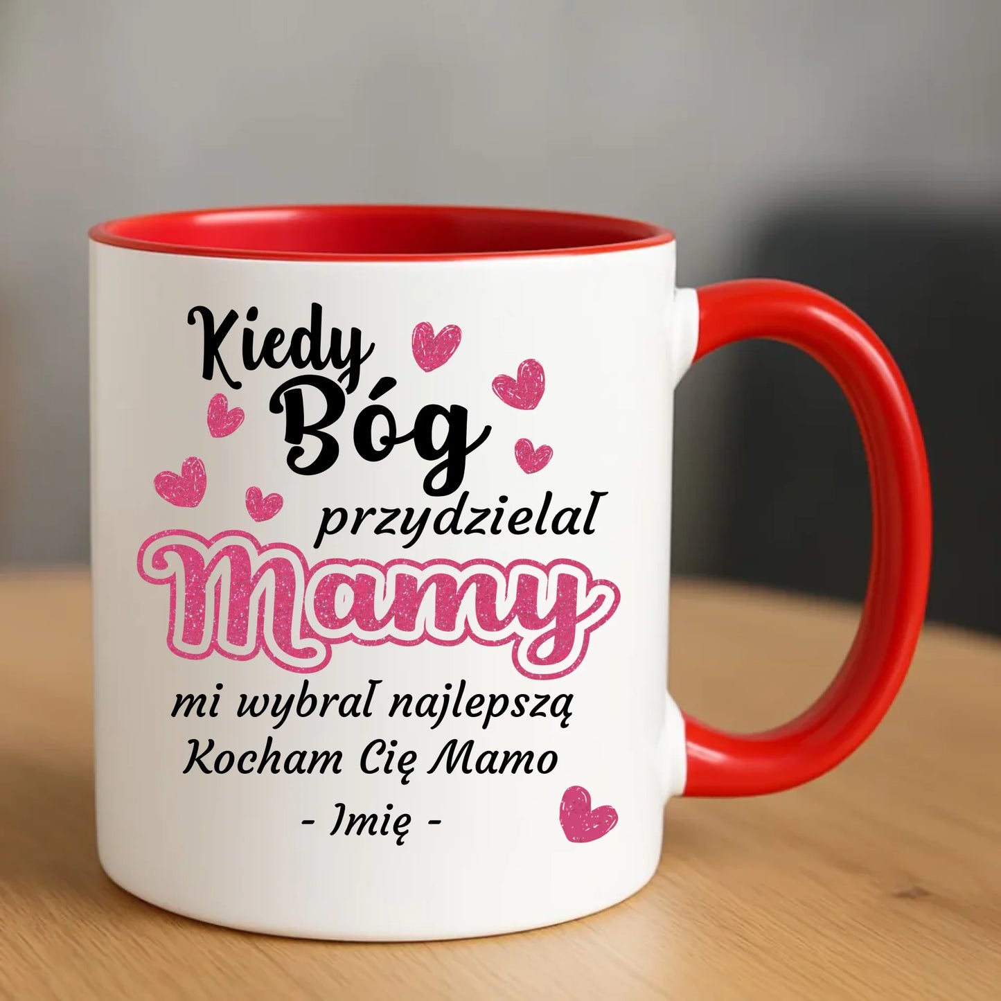 Personalizowany kubek dla mamy upominek na Dzień Mamy - czerwony