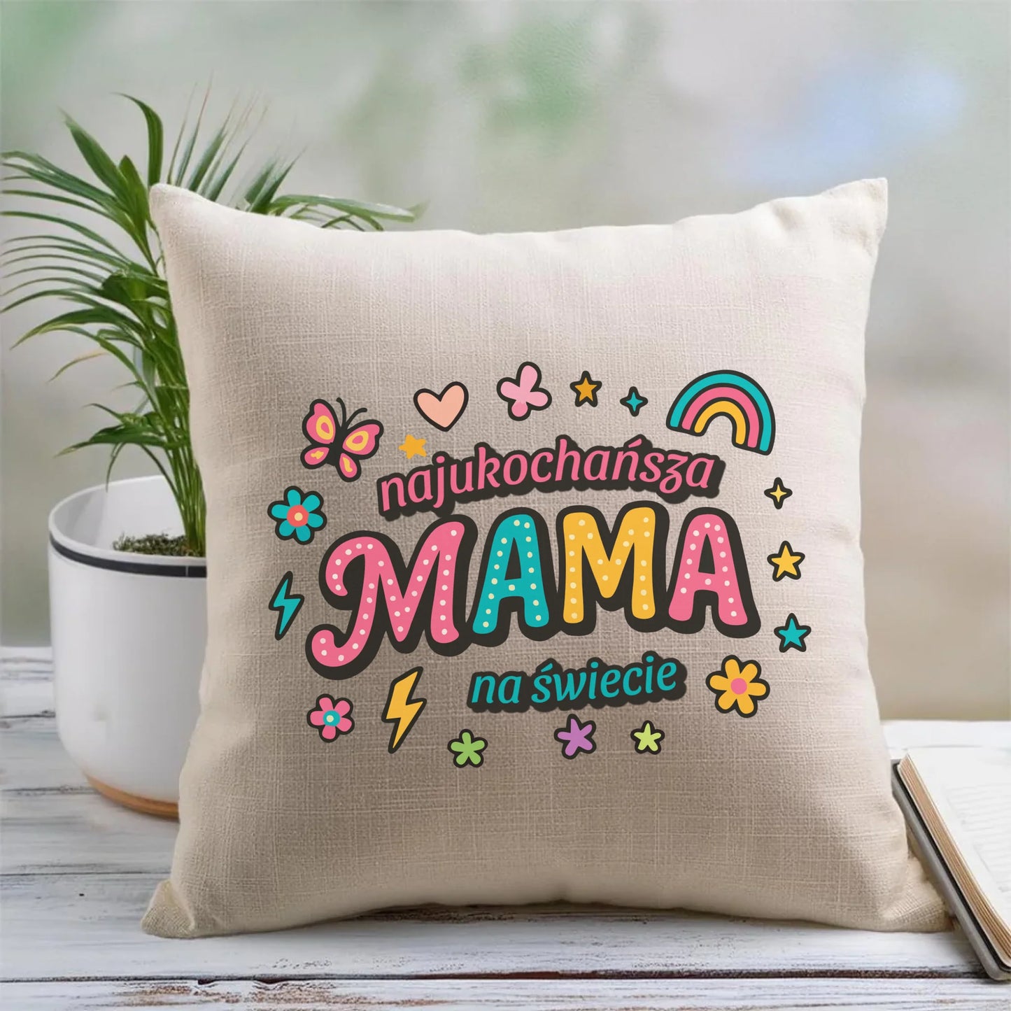 Lniana poduszka dla mamy prezent na Dzień Mamy