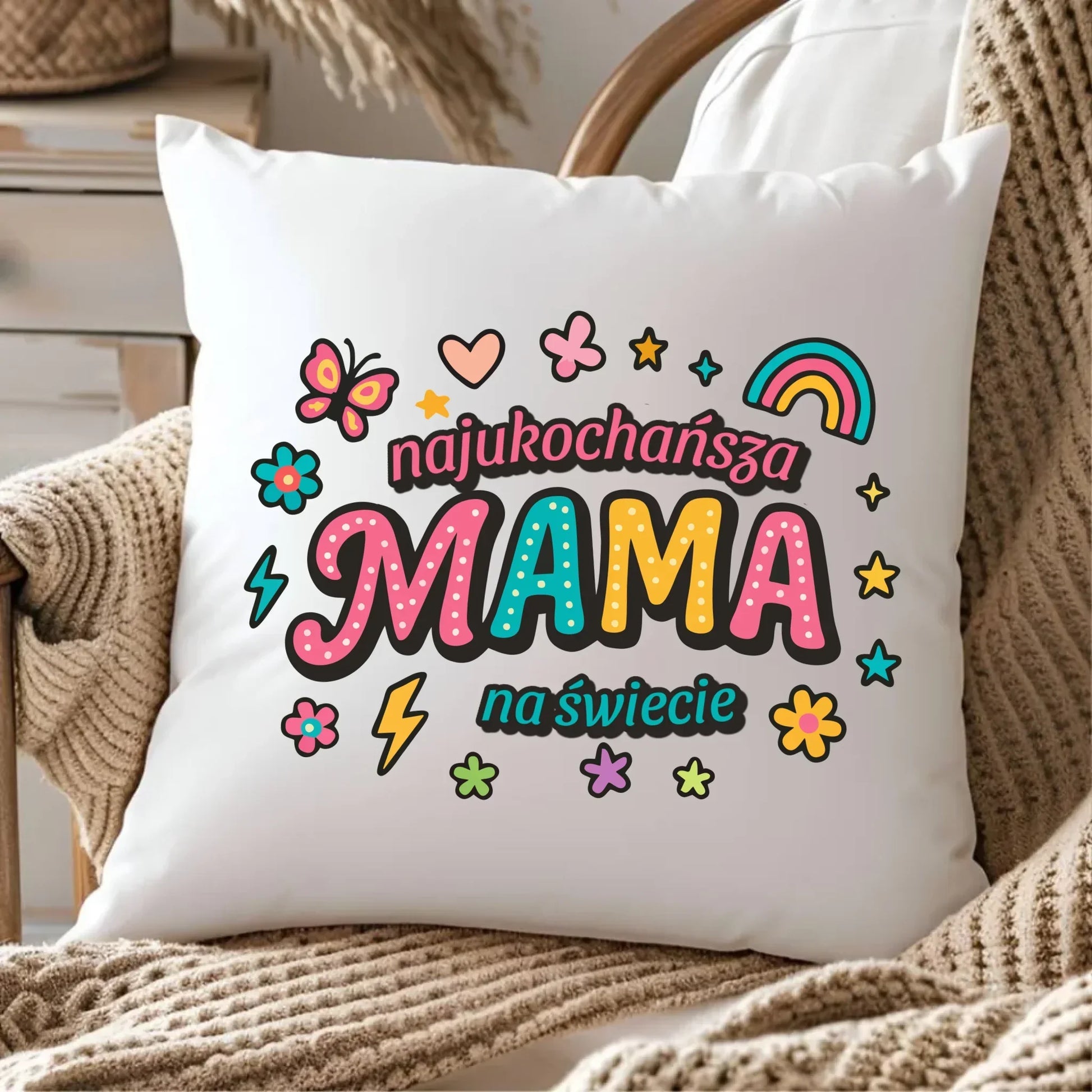 Najukochańsza mama na świecie | Poduszka dla mamy na prezent DM03 - StoryCups.pl