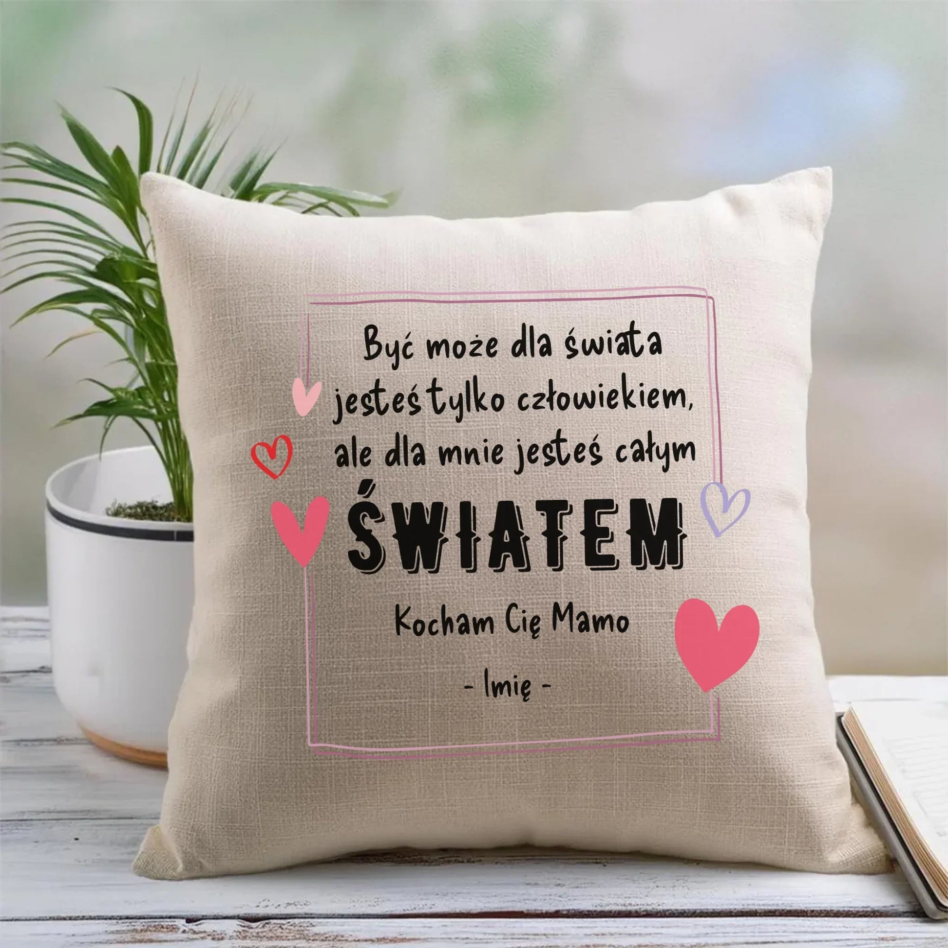 Mamo jesteś całym światem | Poduszka prezent dla mamy DM06 - StoryCups.pl