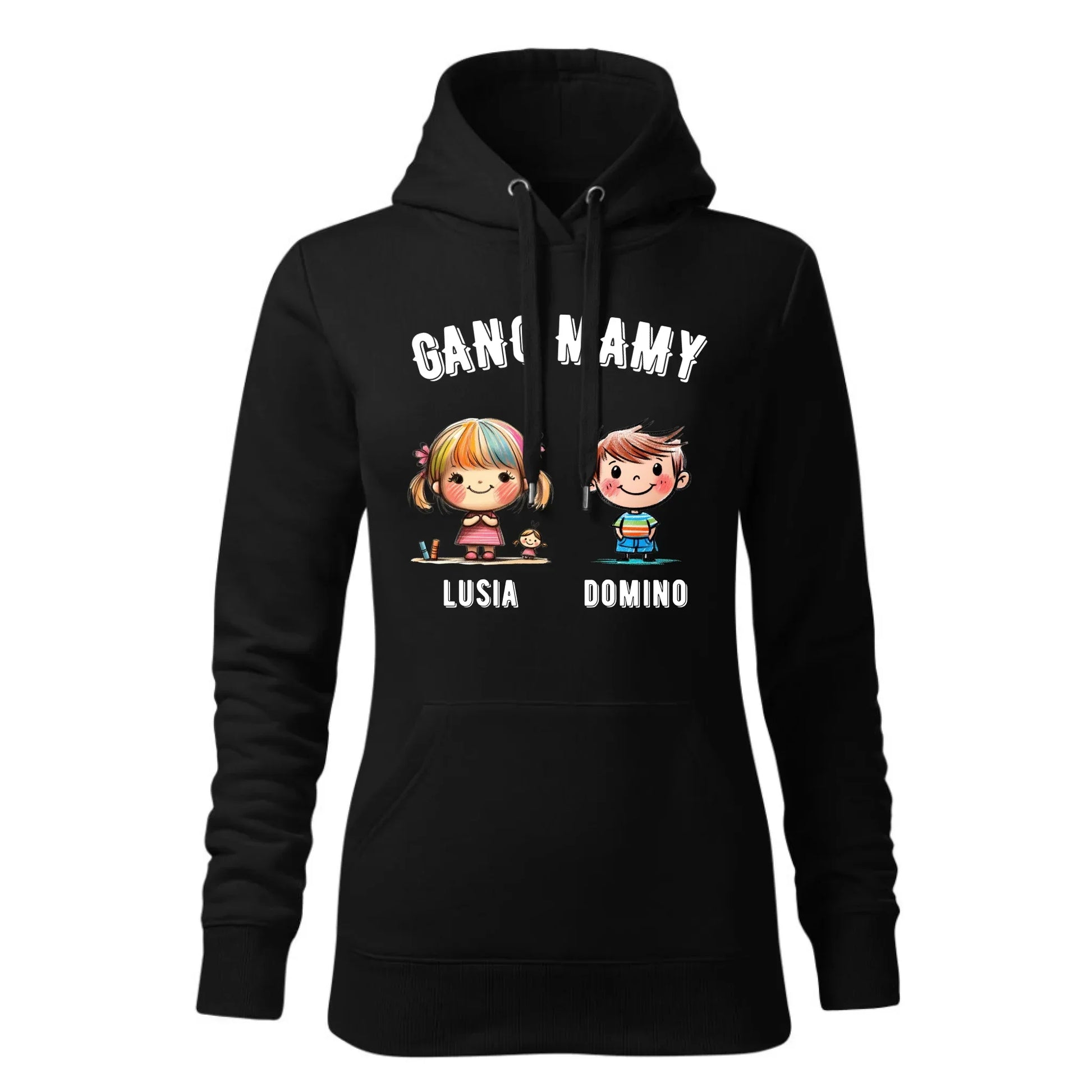 Gang Mamy imiona dzieci | Bluza damska z kapturem prezent na Dzień Matki DM09 - StoryCups.pl