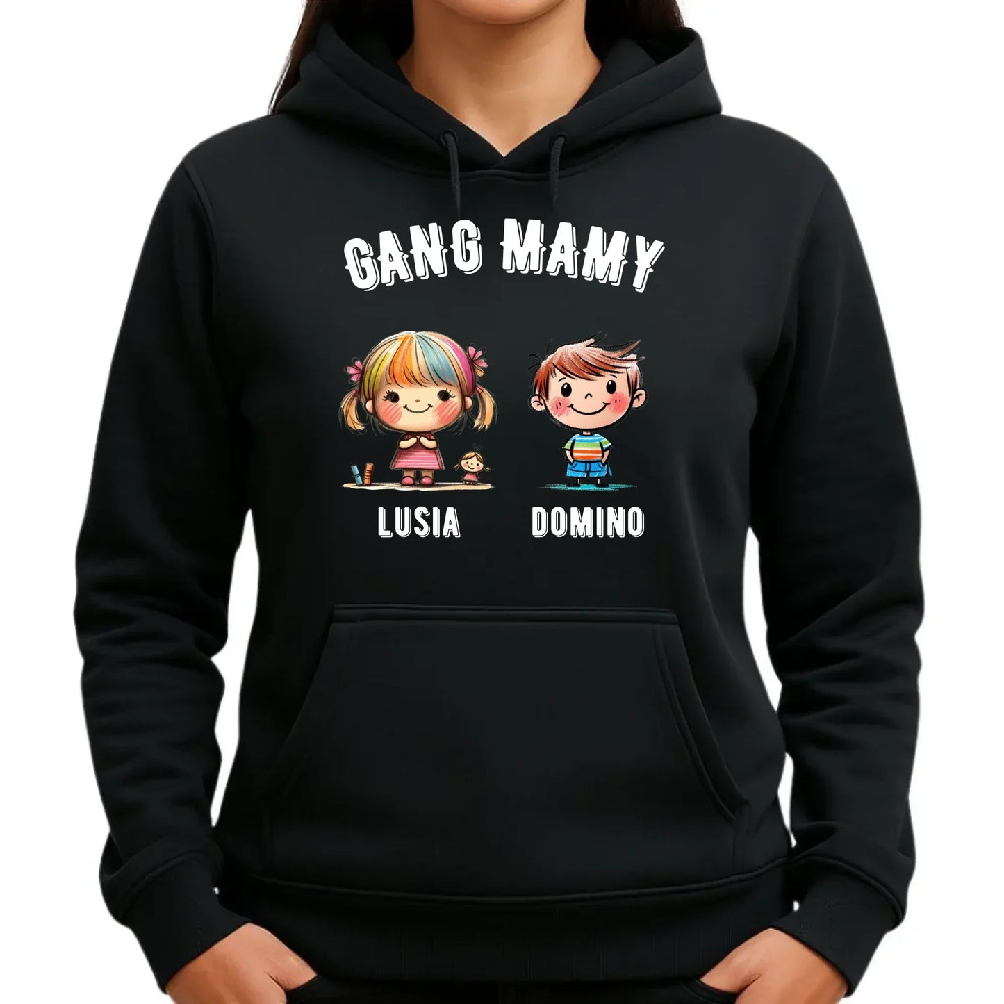 Gang Mamy imiona dzieci | Bluza damska z kapturem prezent na Dzień Matki DM09 - StoryCups.pl