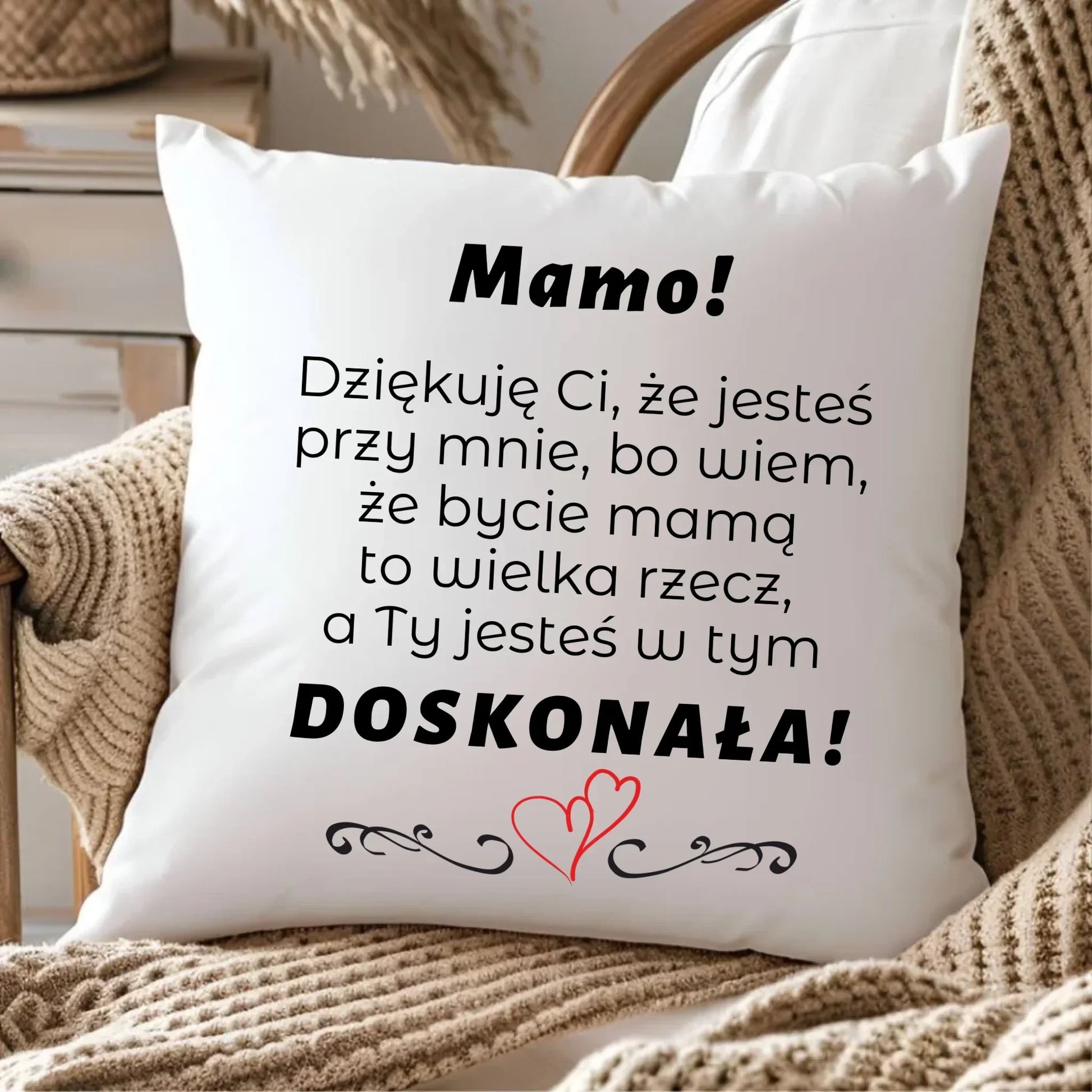 Mamo jesteś doskonała | Poduszka prezent dla mamy DM10 - StoryCups.pl