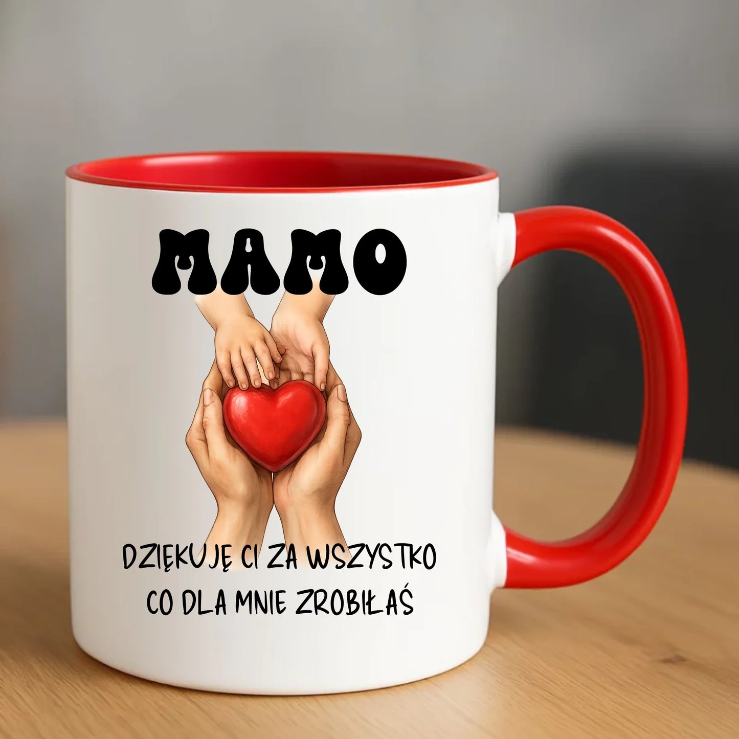 Personalizowany kubek dla mamy upominek na Dzień Mamy - czerwony