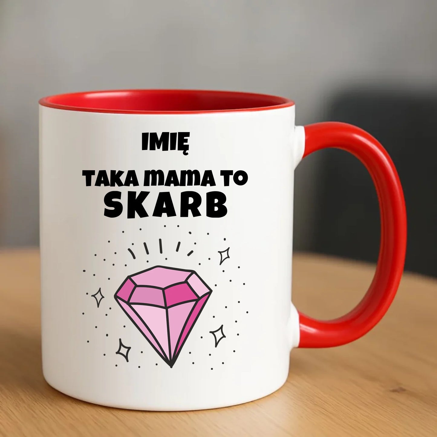 Personalizowany kubek dla mamy upominek na Dzień Mamy - czerwony