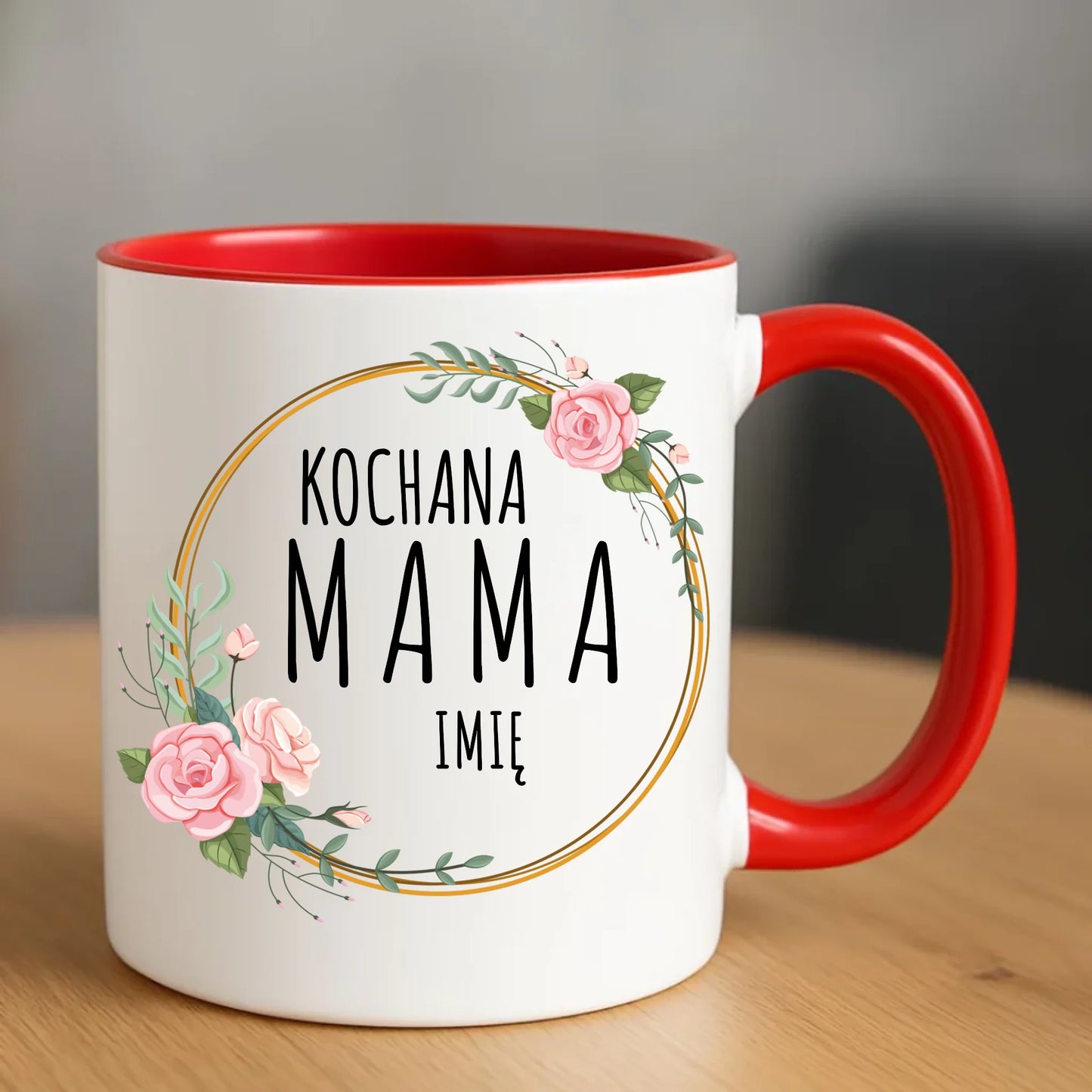 Personalizowany kubek dla mamy upominek na Dzień Mamy - czerwony