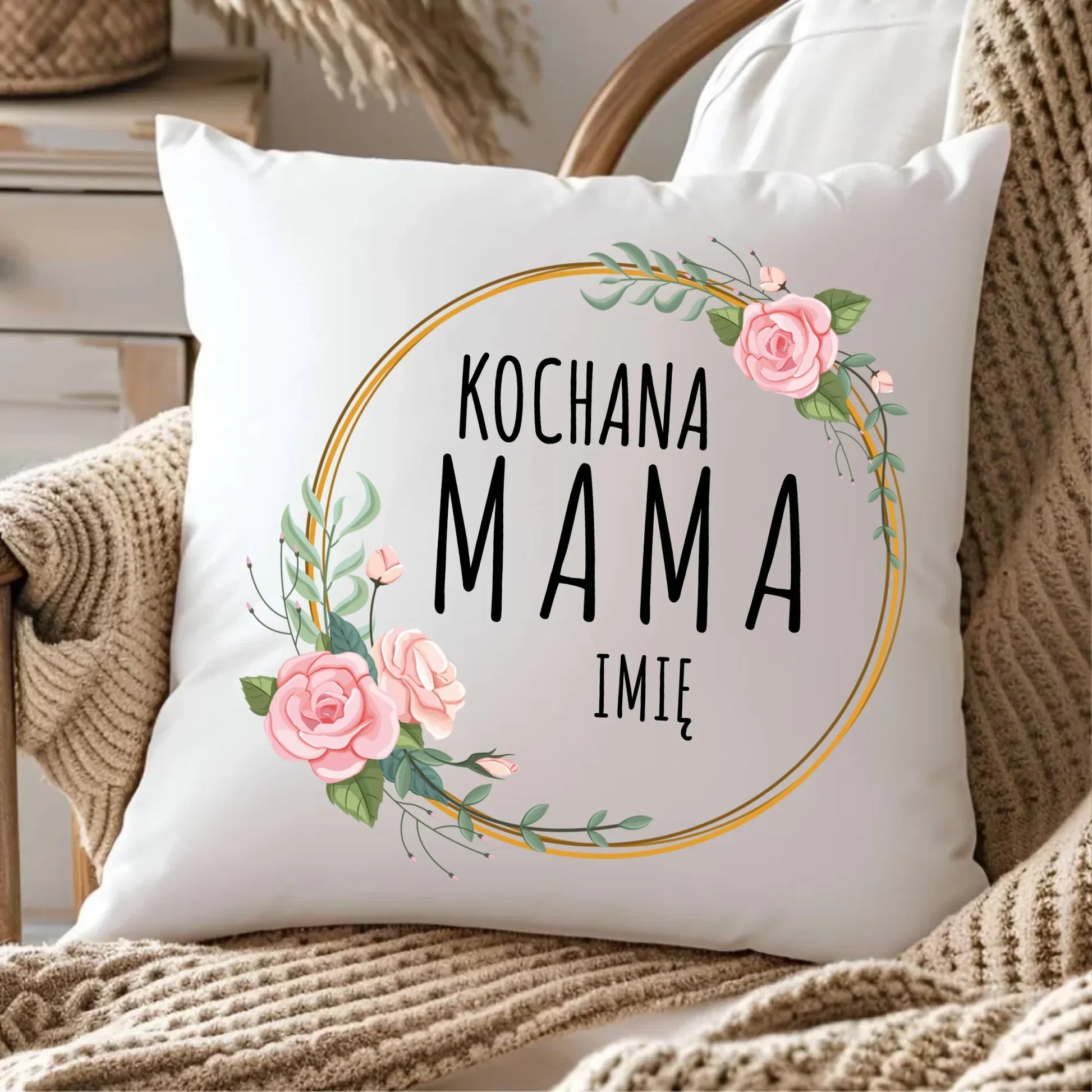 Kochana mama imię | Poduszka prezent dla mamy DM20 - StoryCups.pl