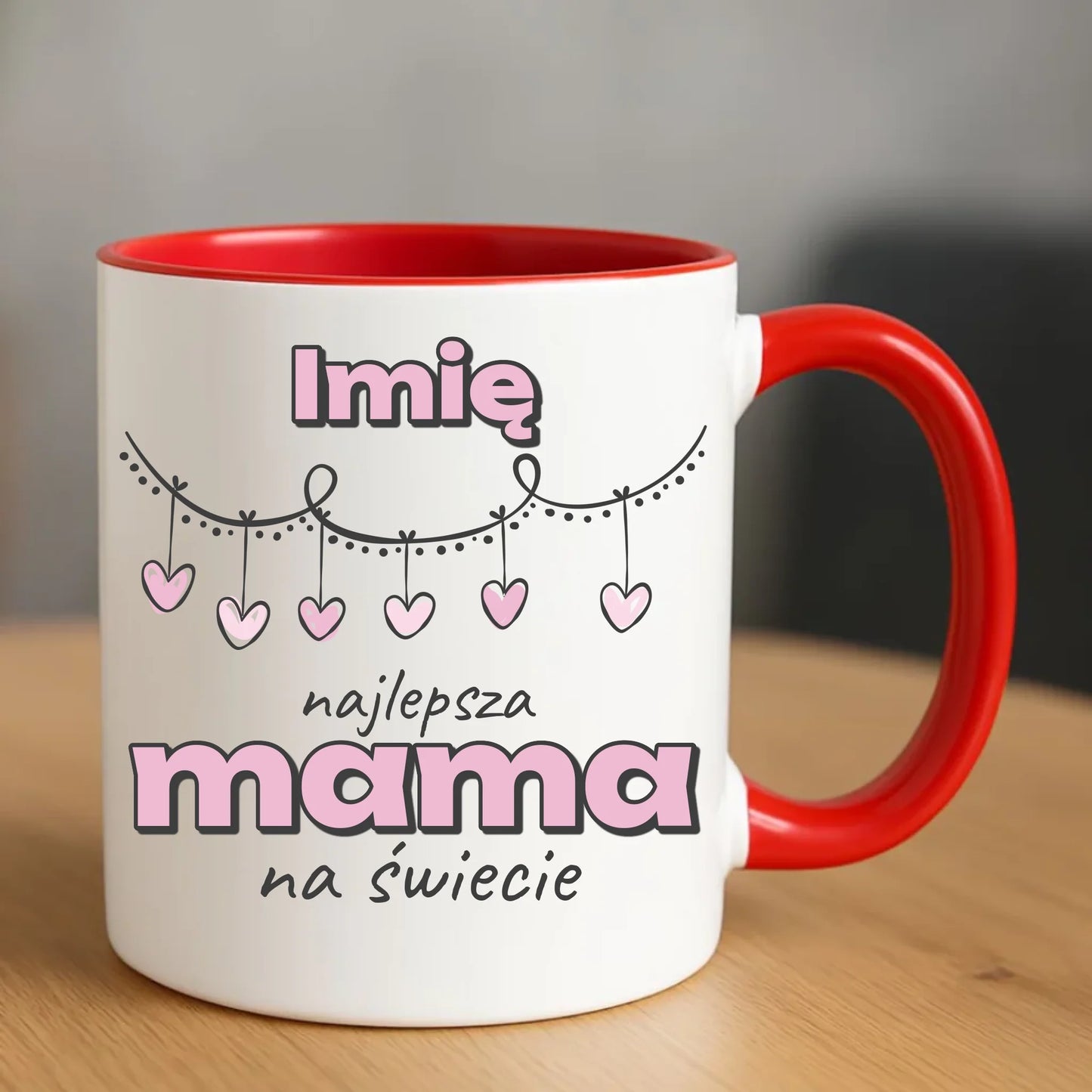 Personalizowany kubek dla mamy upominek na Dzień Mamy - czerwony