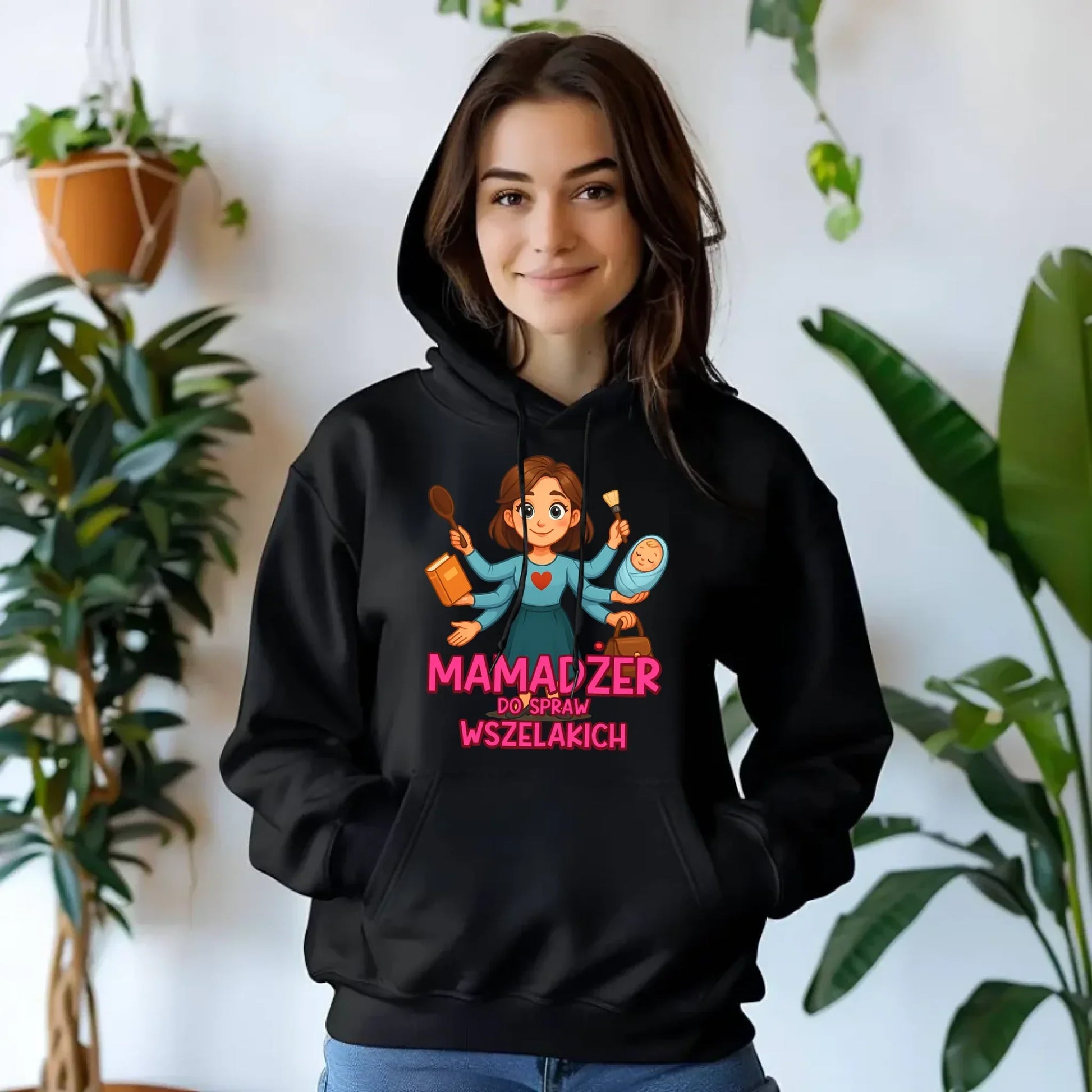 Mamadżer do spraw wszelakich | Bluza damska z kapturem prezent dla mamy DM28 - StoryCups.pl