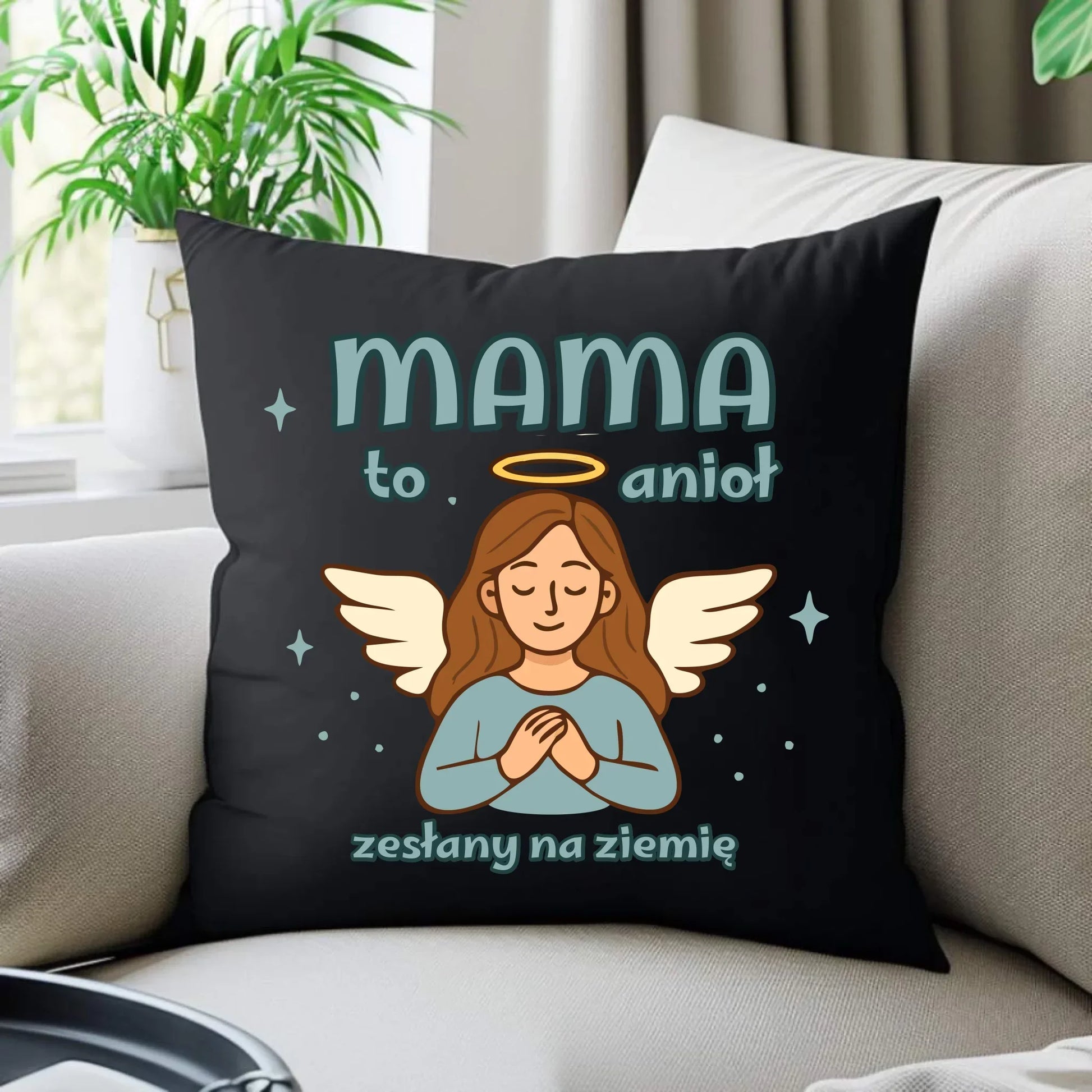 Mama to anioł zesłany na ziemię | Poduszka dekoracyjna na prezent DM30 - StoryCups.pl