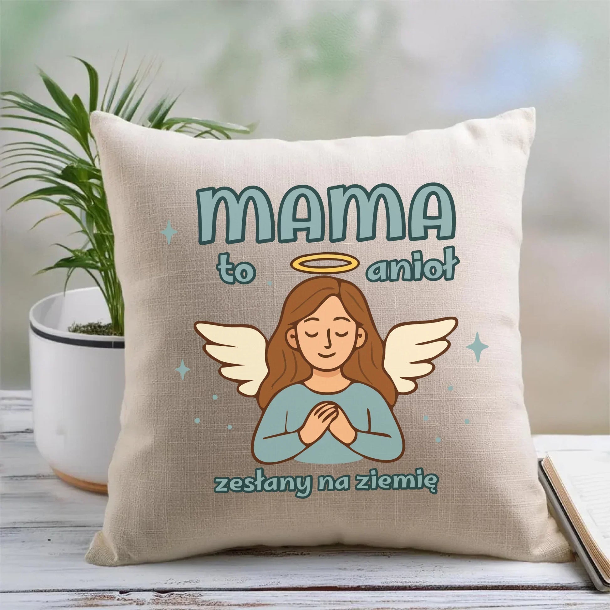 Mama to anioł zesłany na ziemię | Poduszka prezent dla mamy DM30 - StoryCups.pl