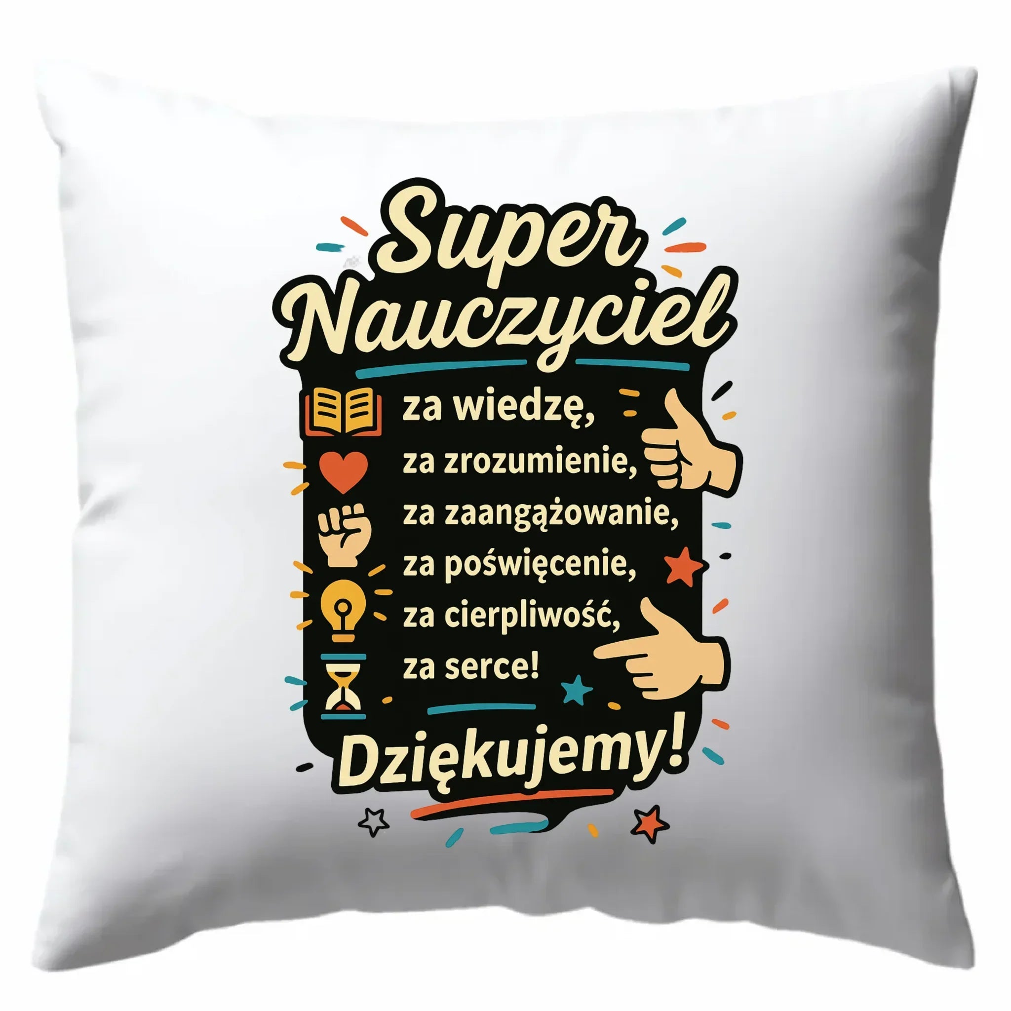 Super Nauczyciel Podziękowanie | Poduszka prezent na Zakończenie Roku Szkolnego N32 - StoryCups.pl