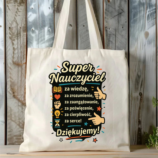 Bawełniana torba prezent dla nauczyciela NAUCZYCIEL WYCHOWAWCA PRZEDSZKOLANKA
