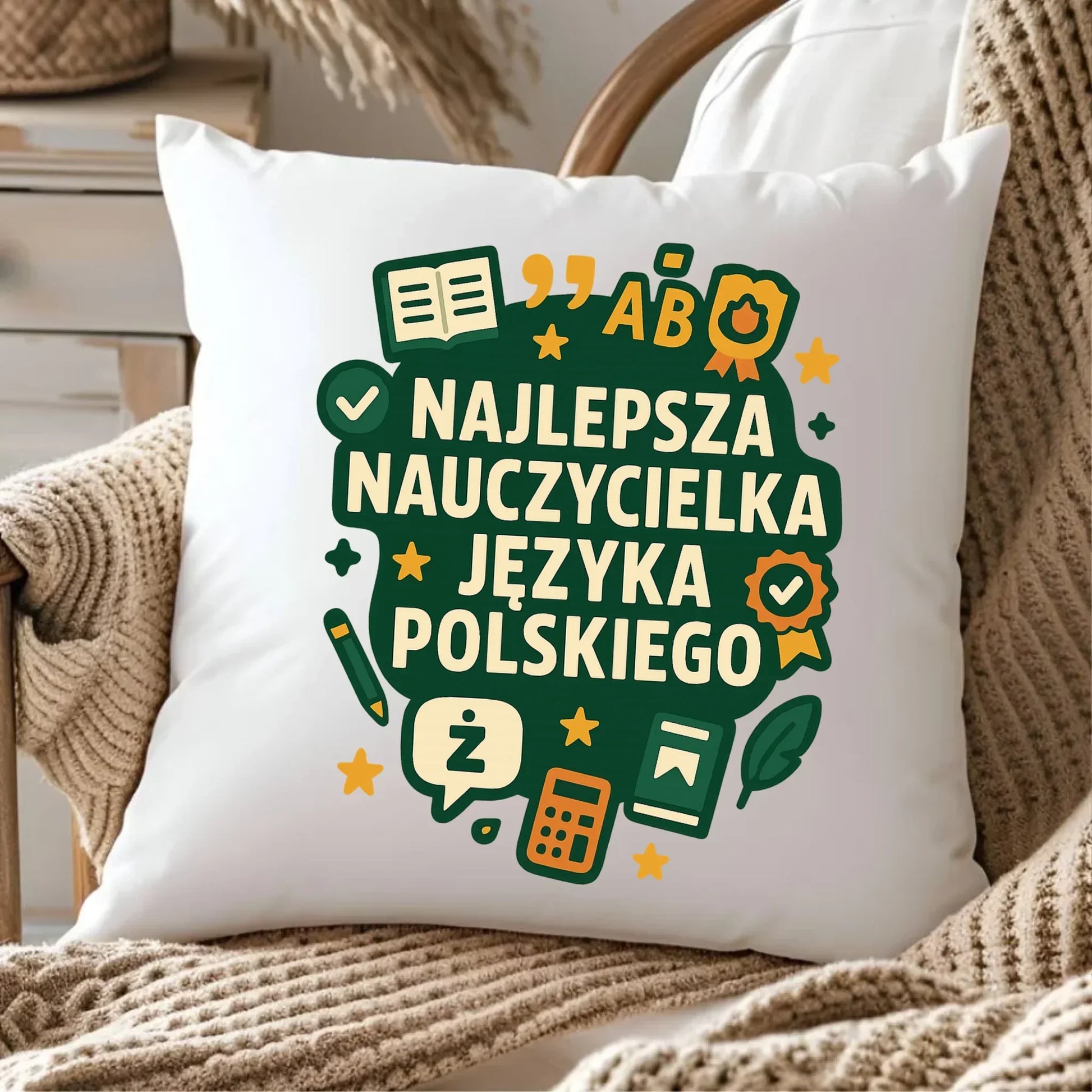 Najlepsza nauczycielka języka polskiego | Poduszka na prezent N75 - StoryCups.pl