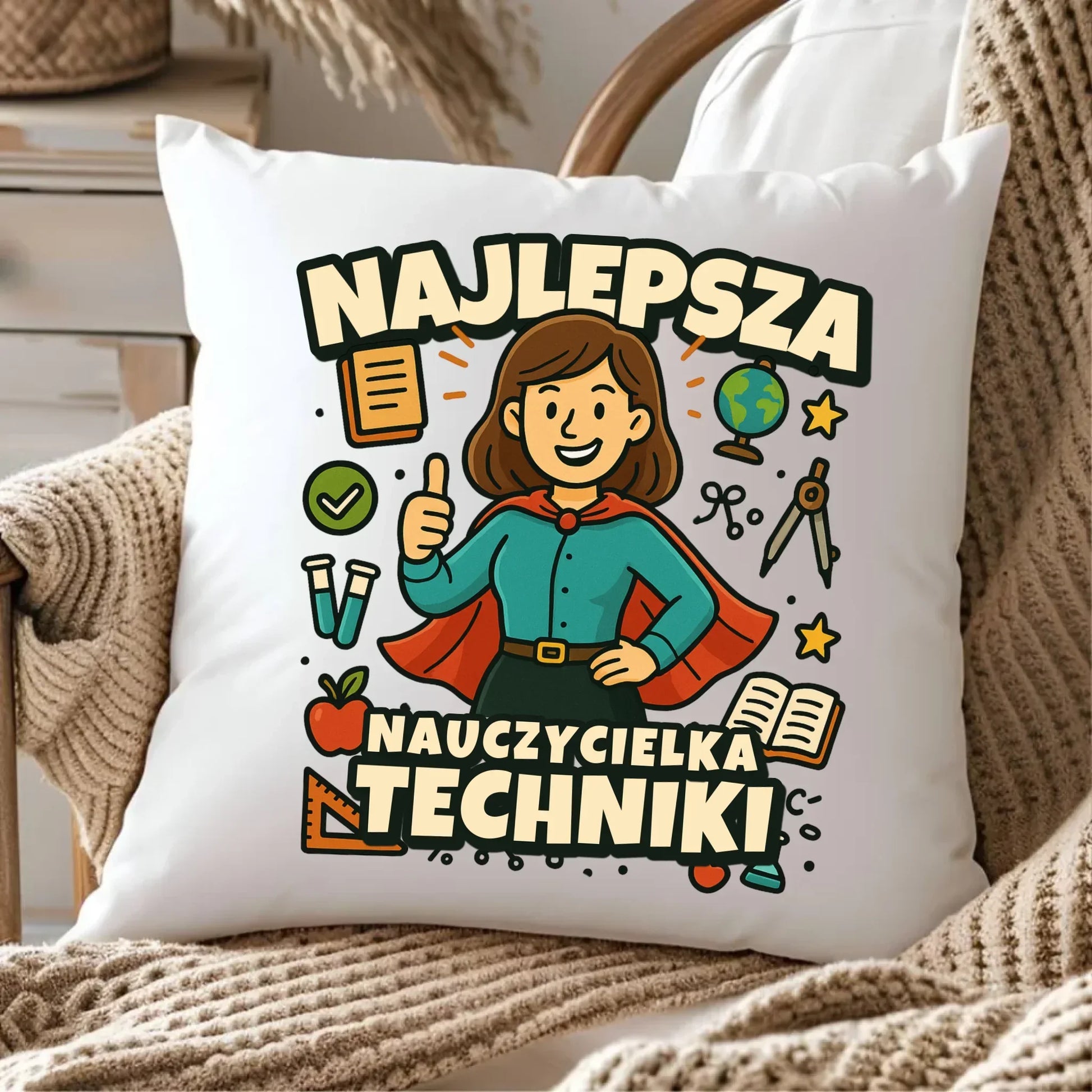 Najlepsza nauczycielka techniki | Poduszka na prezent N76 - StoryCups.pl