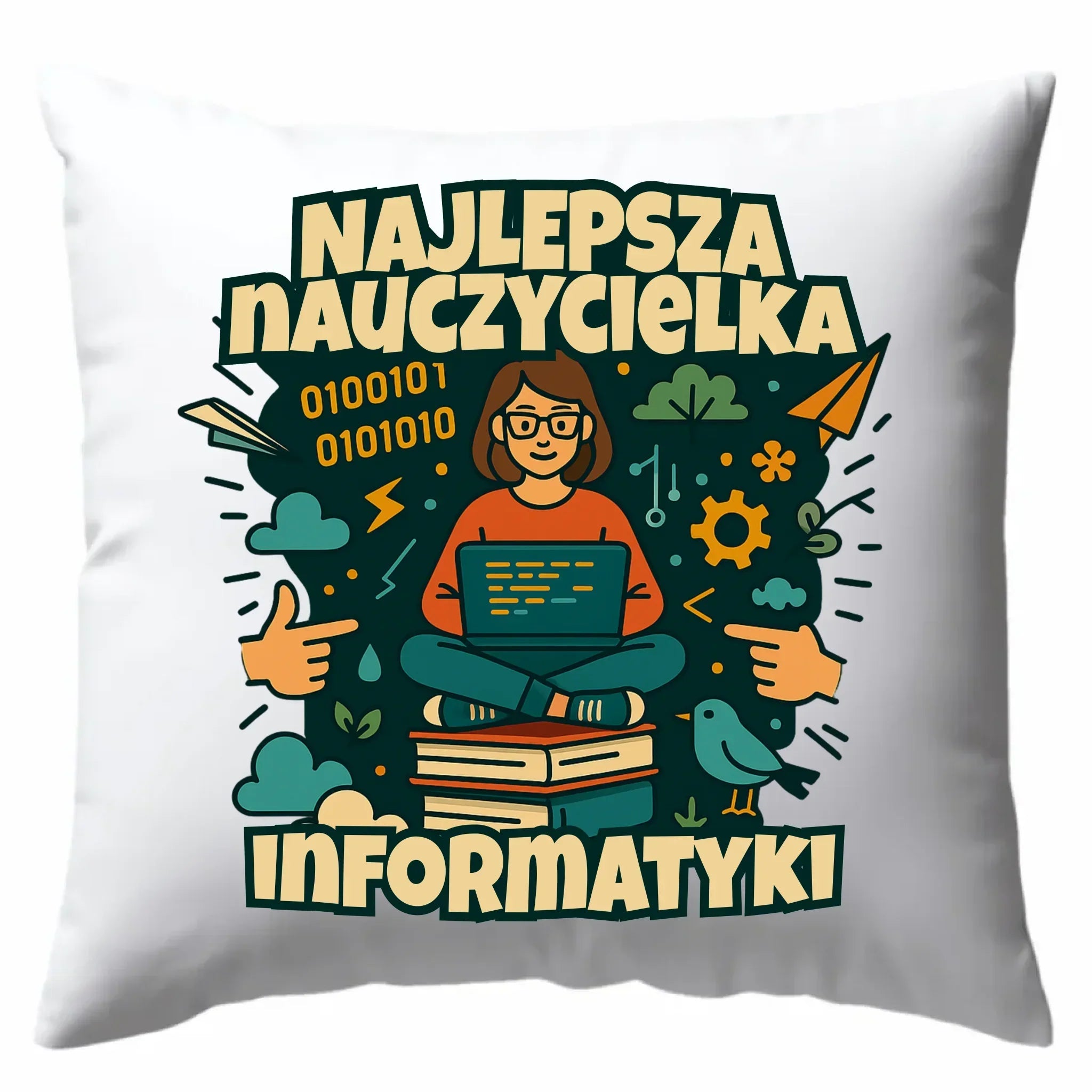 Najlepsza nauczycielka informatyki | Poduszka na prezent N51 - StoryCups.pl