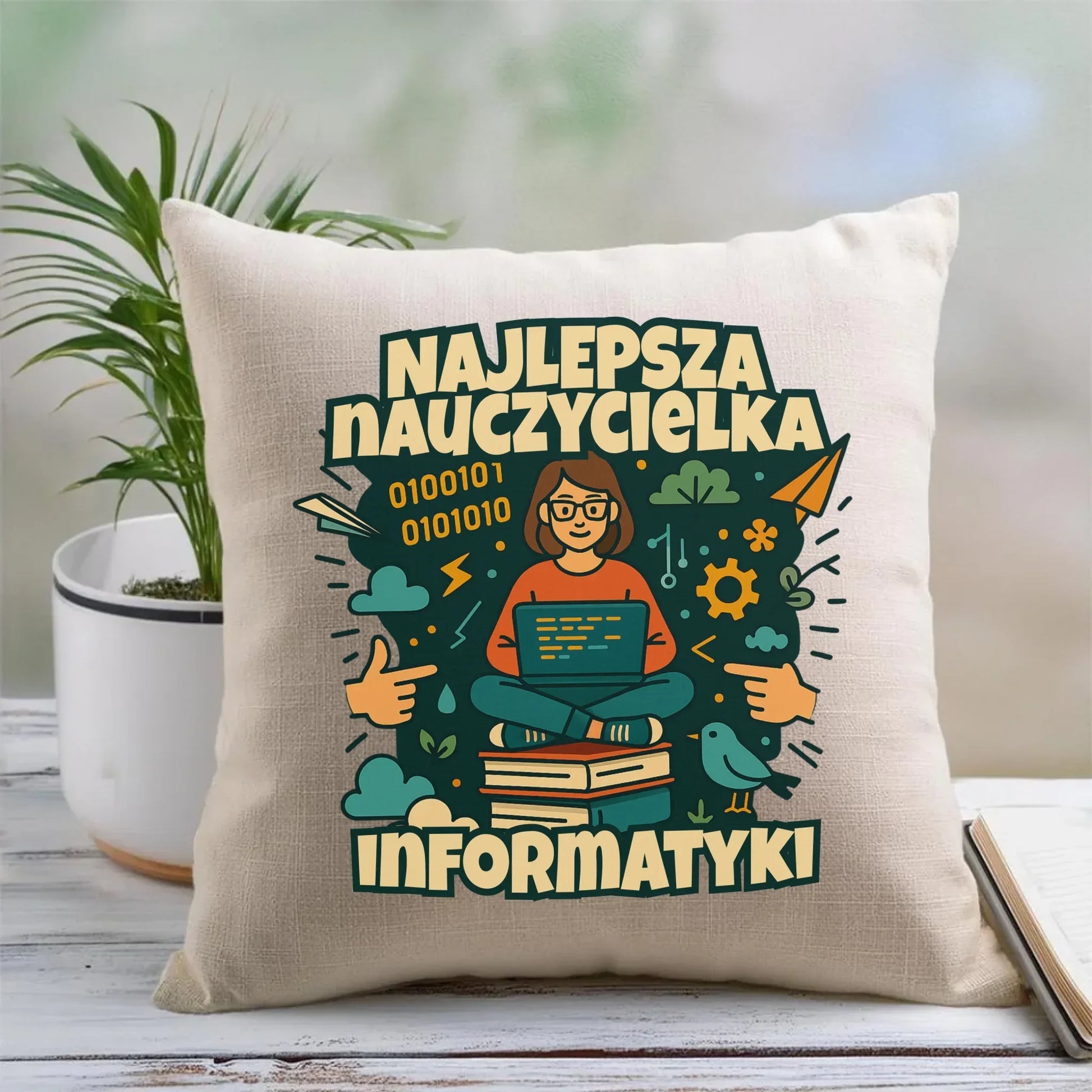 Najlepsza nauczycielka informatyki | Poduszka na prezent N51 - StoryCups.pl