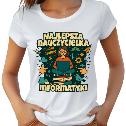 Damska koszulka z nadrukiem dla nauczycielki na prezent DZIEŃ NAUCZYCIELA ZAKOŃCZENIE ROKU PODZIĘKOWANIE