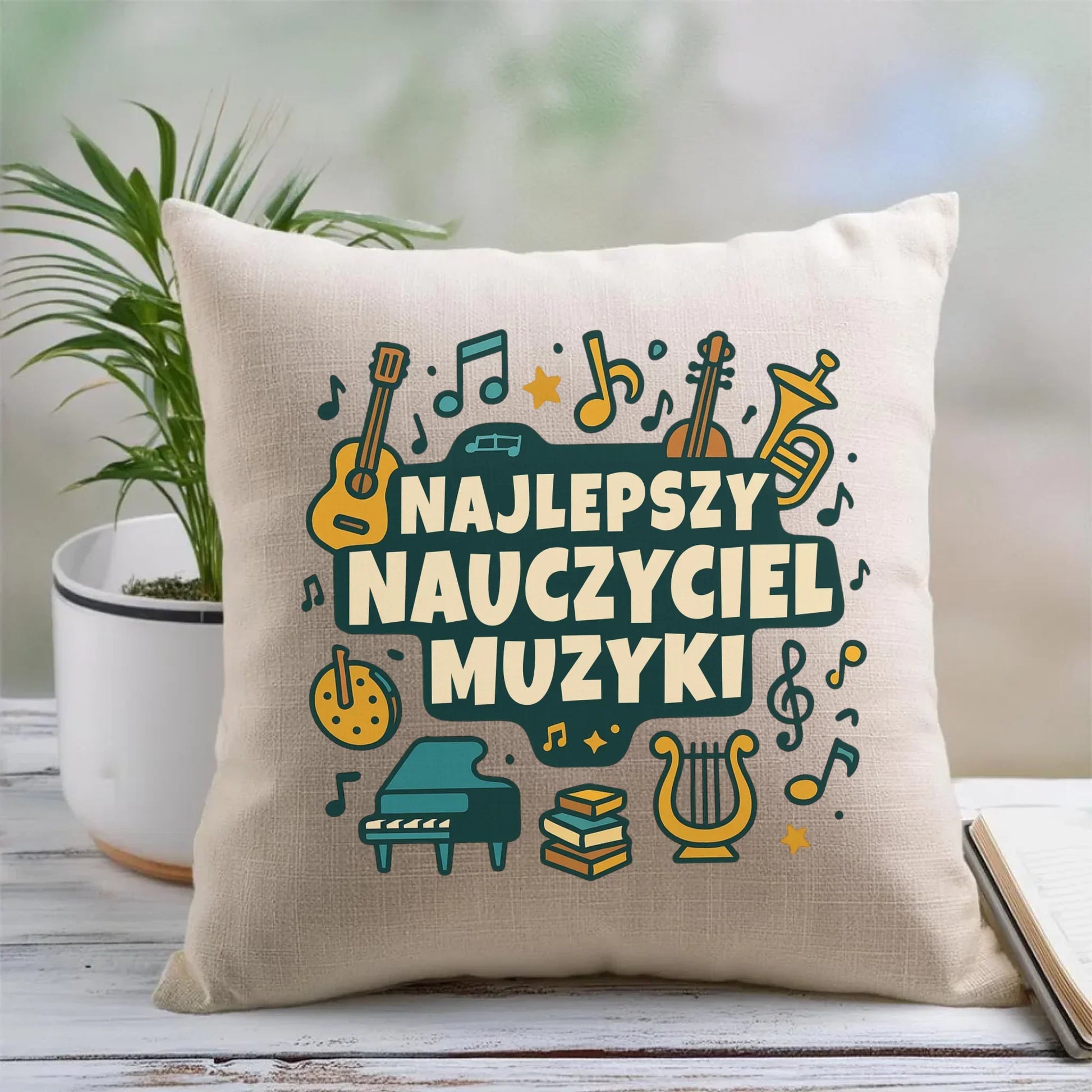 Najlepszy nauczyciel muzyki | Poduszka prezent dla nauczyciela N52 - StoryCups.pl