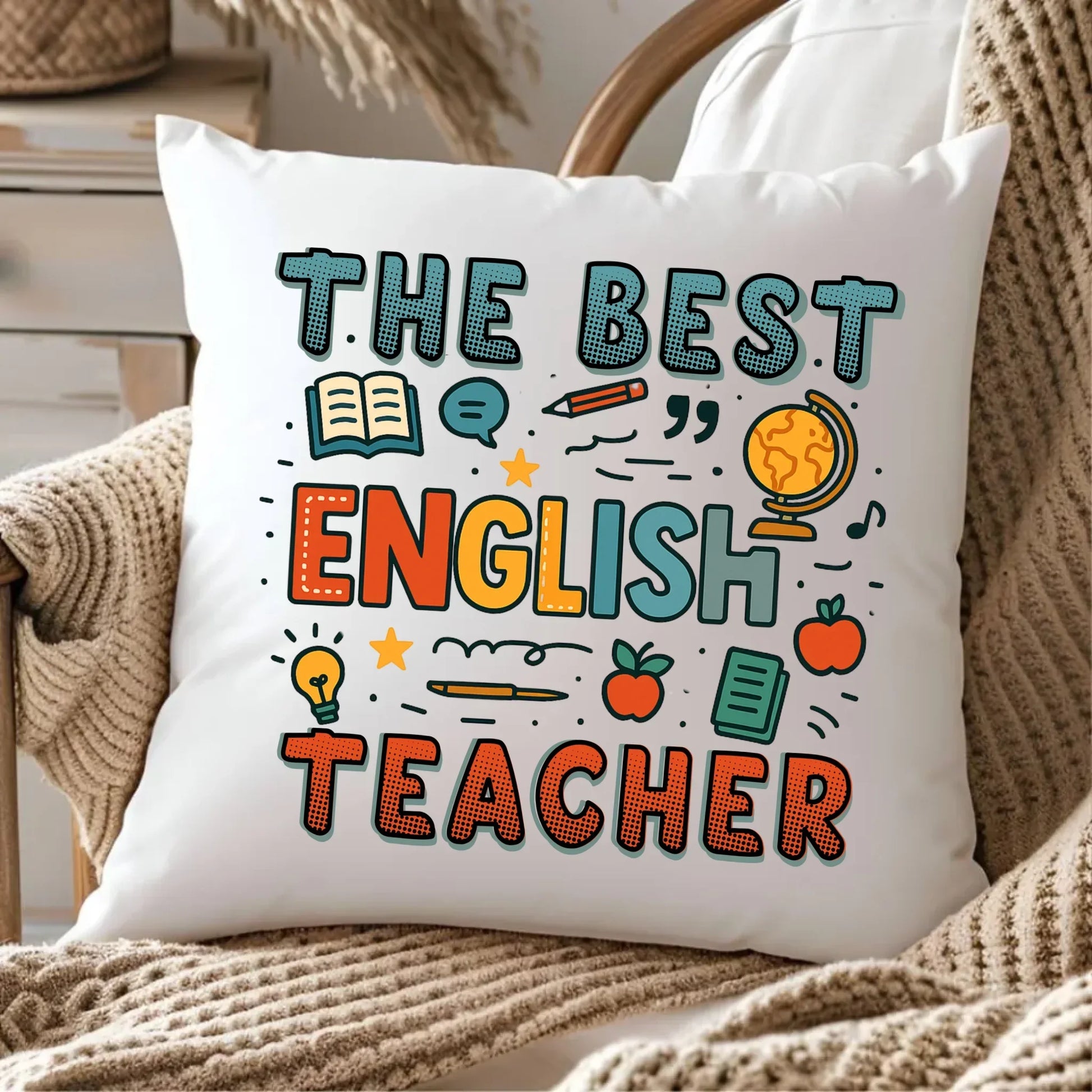 The best english teacher | Poduszka dla nauczyciela angielskiego N53 - StoryCups.pl