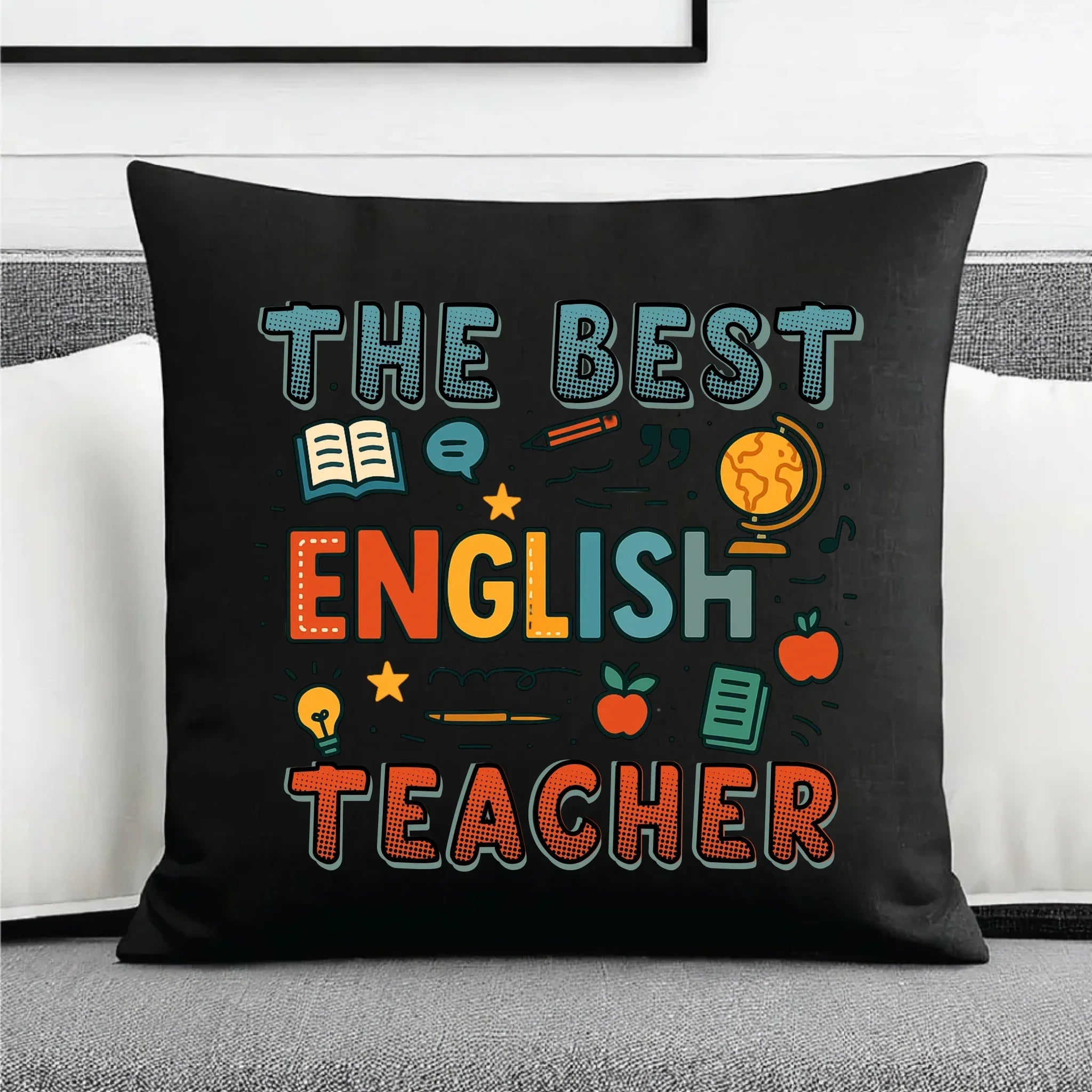 The best english teacher | Poduszka dekoracyjna dla nauczyciela angielskiego N53 - StoryCups.pl