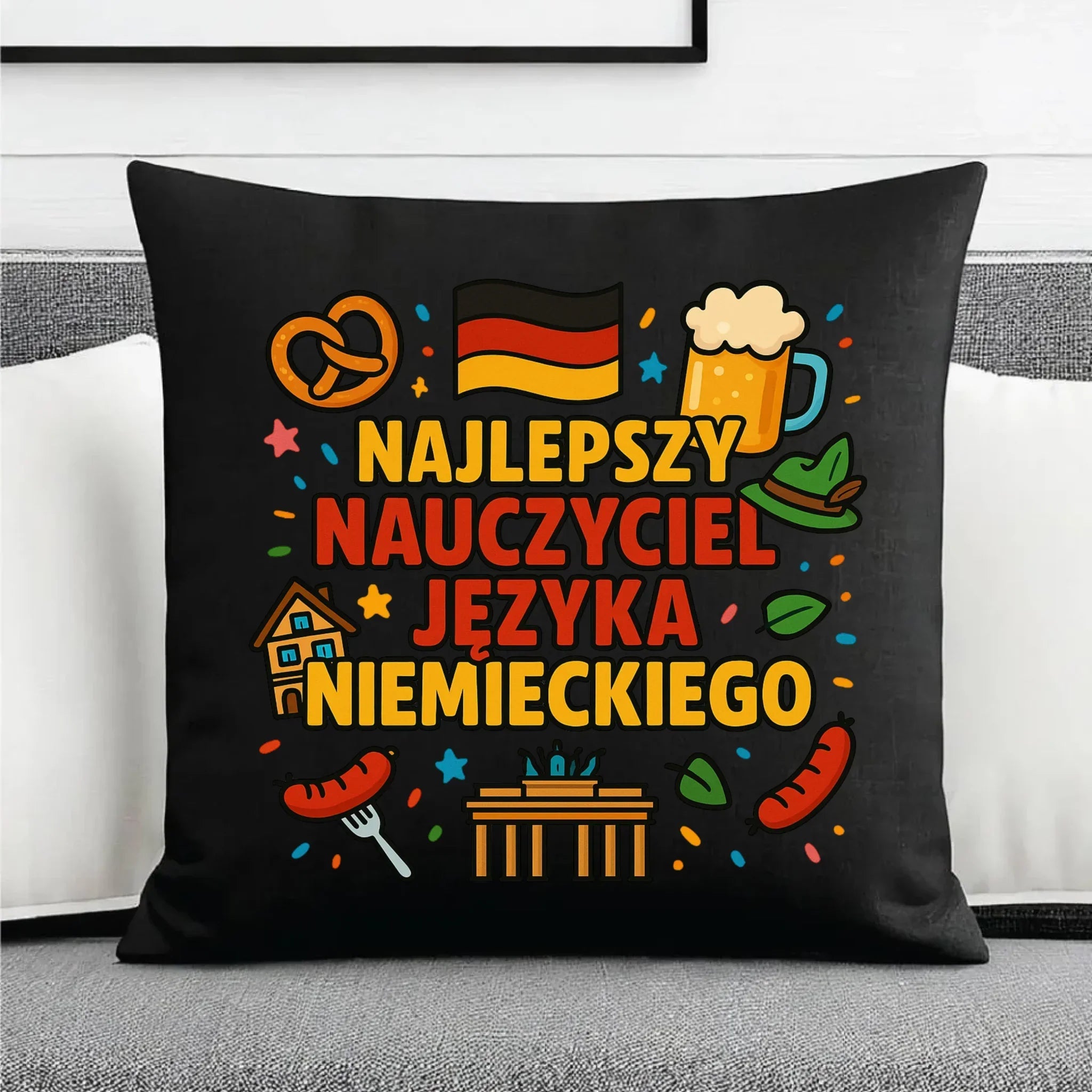 Najlepszy nauczyciel języka niemieckiego | Poduszka dekoracyjna na prezent N54 - StoryCups.pl