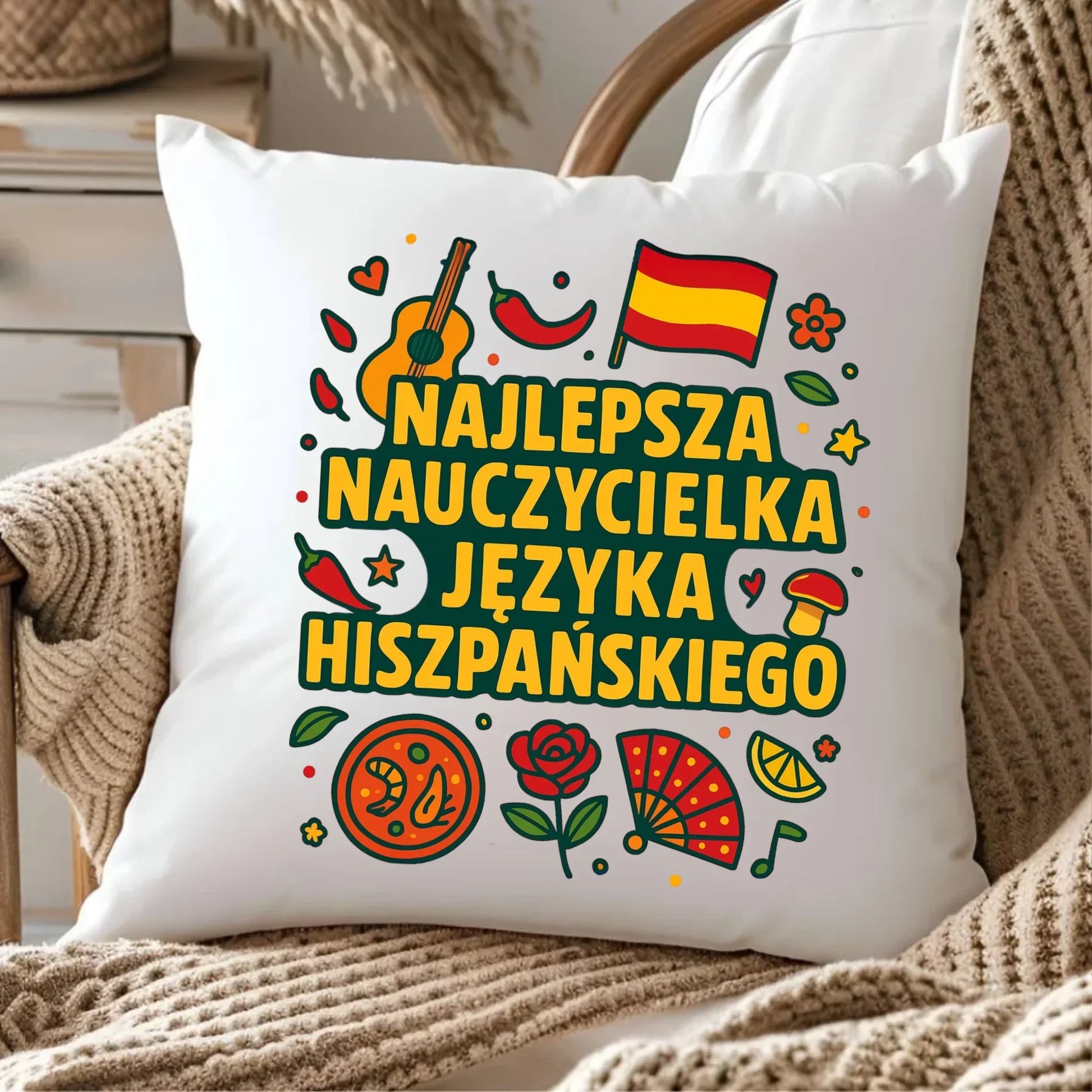 Nauczycielka języka hiszpańskiego | Poduszka na prezent N55 - StoryCups.pl