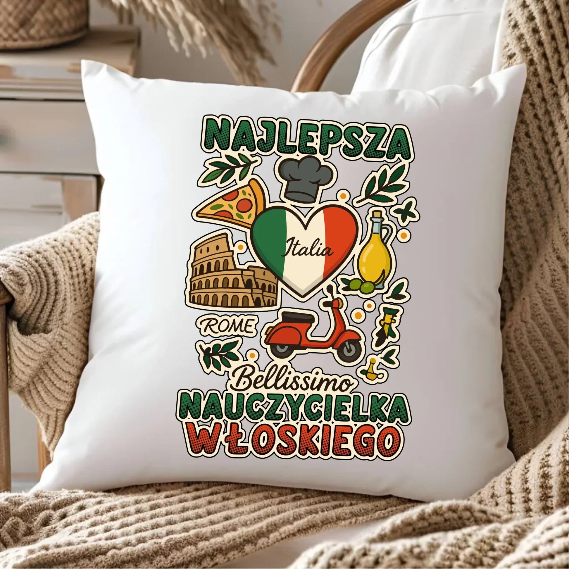 Nauczycielka języka włoskiego | Poduszka na prezent N56 - StoryCups.pl