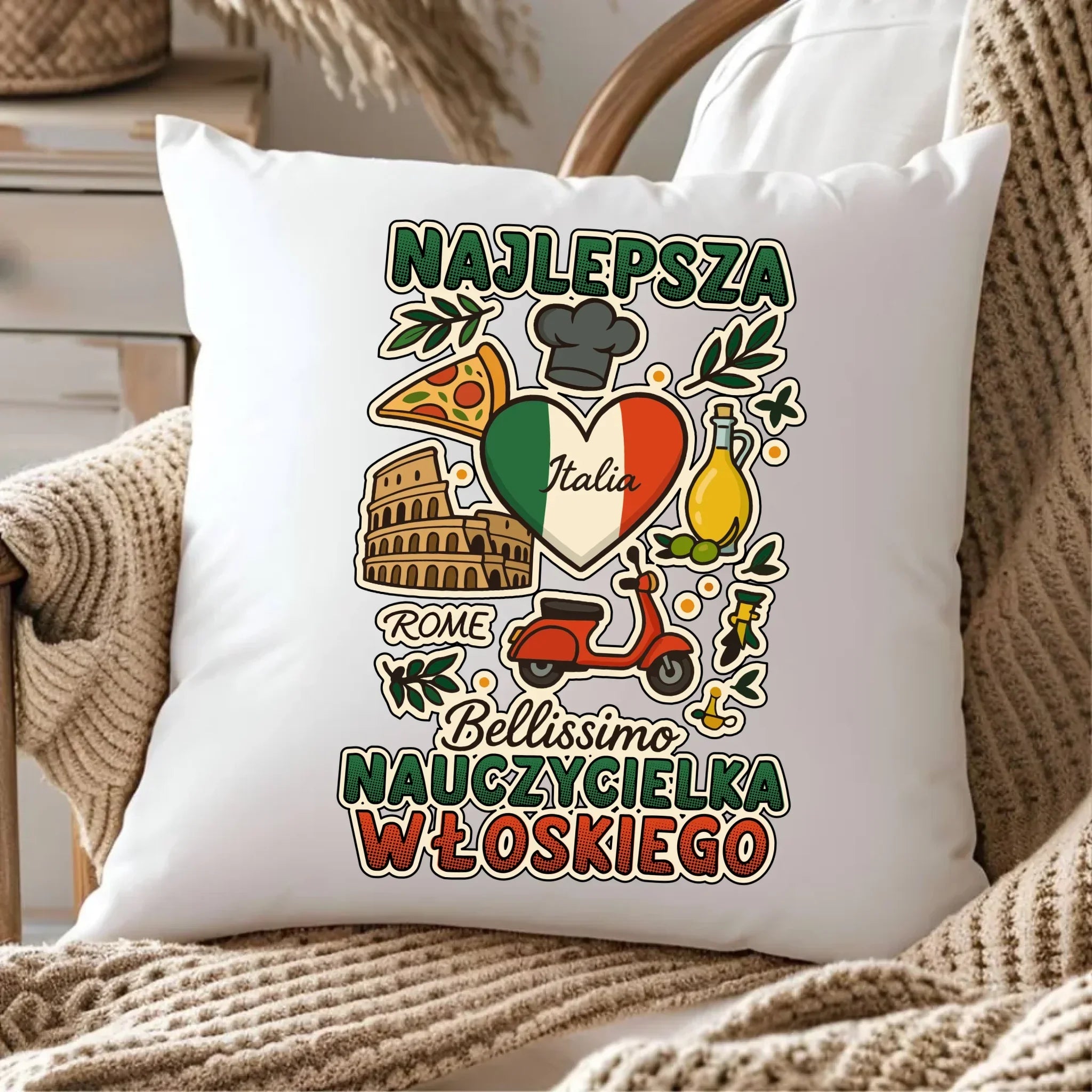 Nauczycielka języka włoskiego | Poduszka na prezent N56 - StoryCups.pl