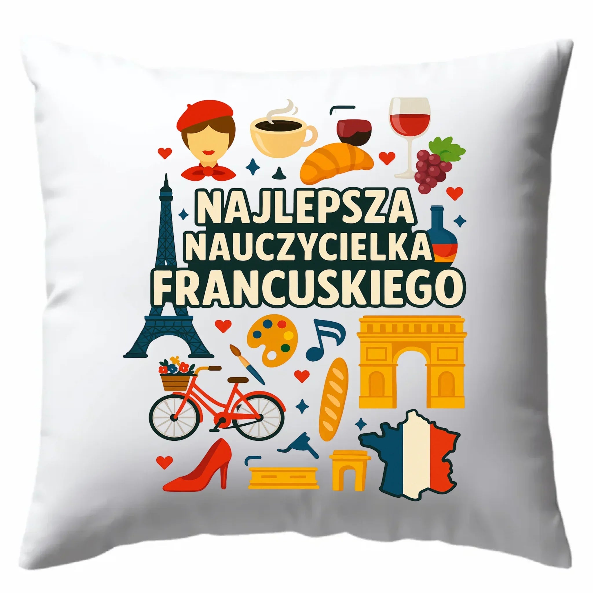Nauczycielka języka francuskiego | Poduszka na prezent N58 - StoryCups.pl