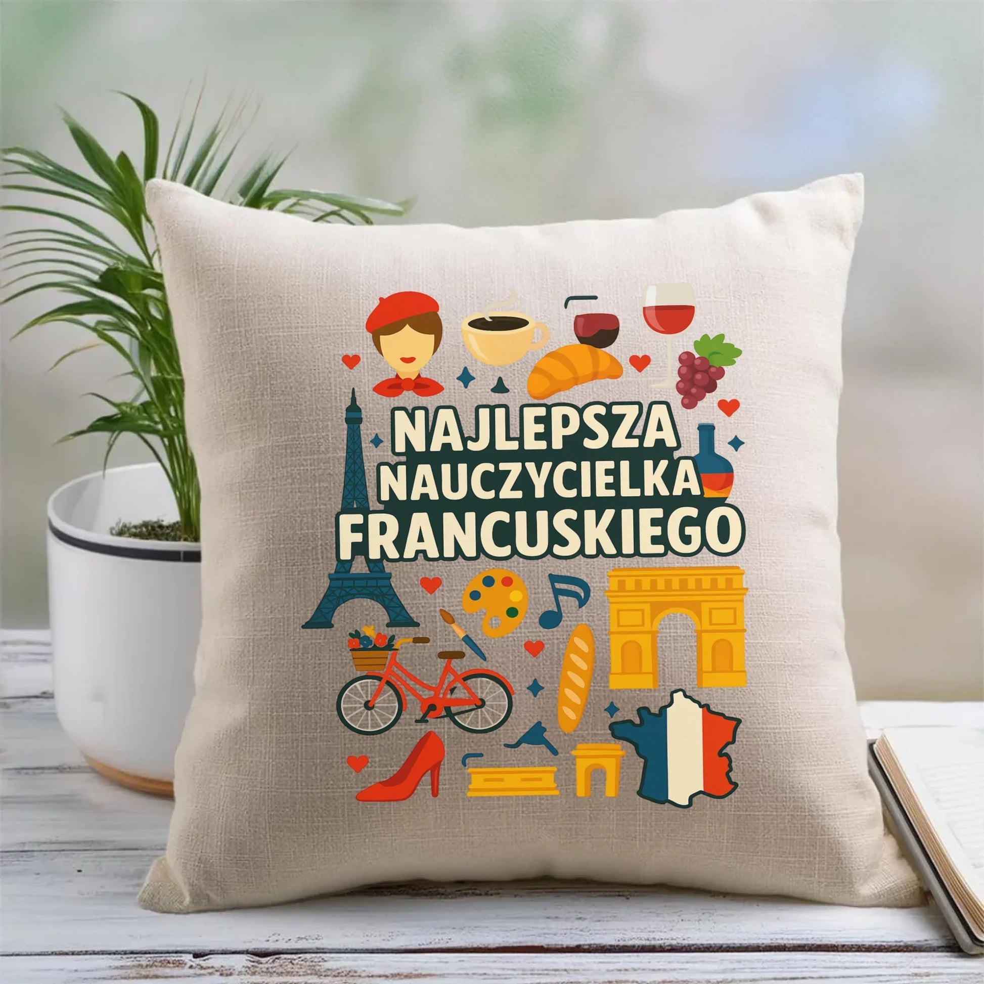 Nauczycielka języka francuskiego | Poduszka na prezent N58 - StoryCups.pl