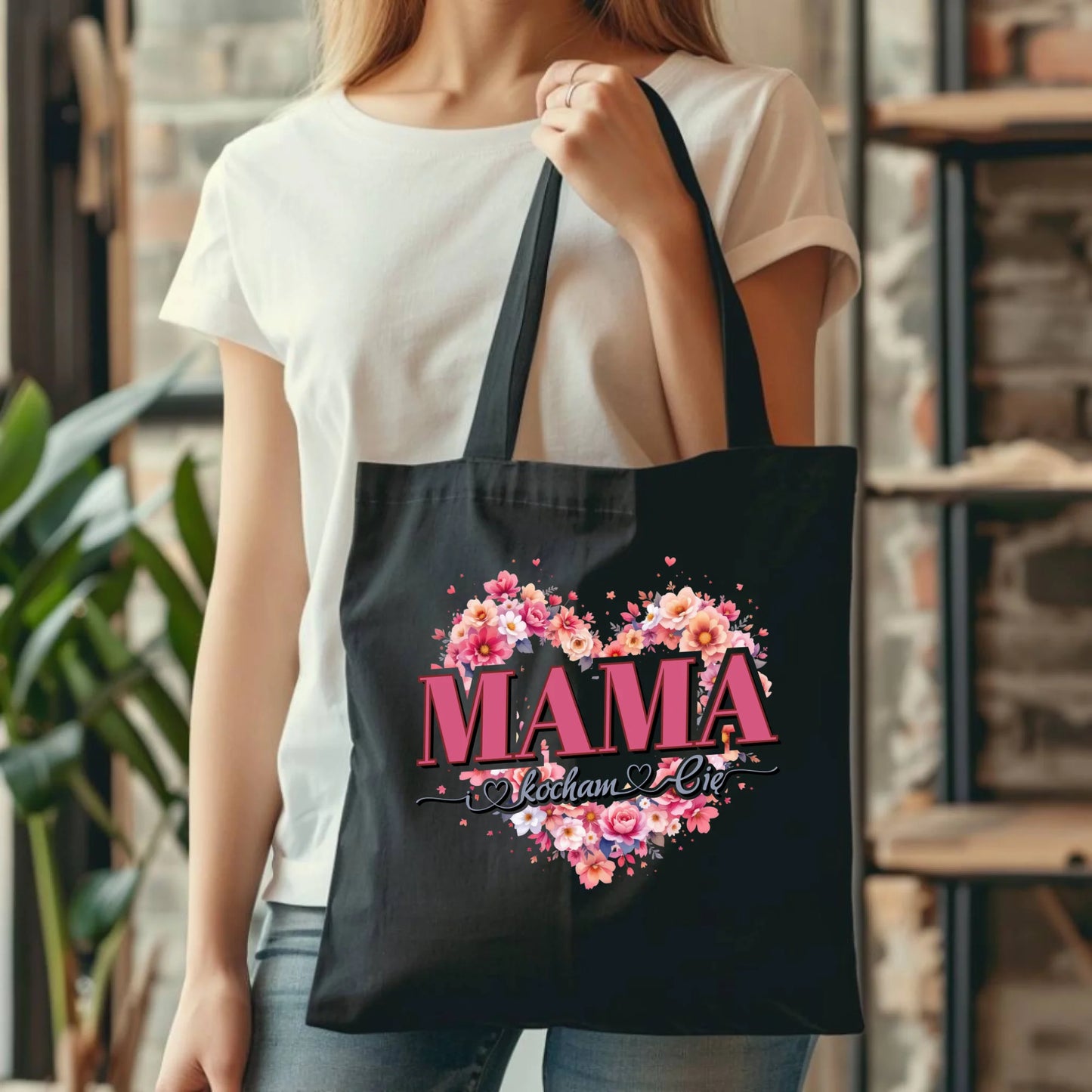 Czarna torba dla mamy upominek na Dzień Mamy