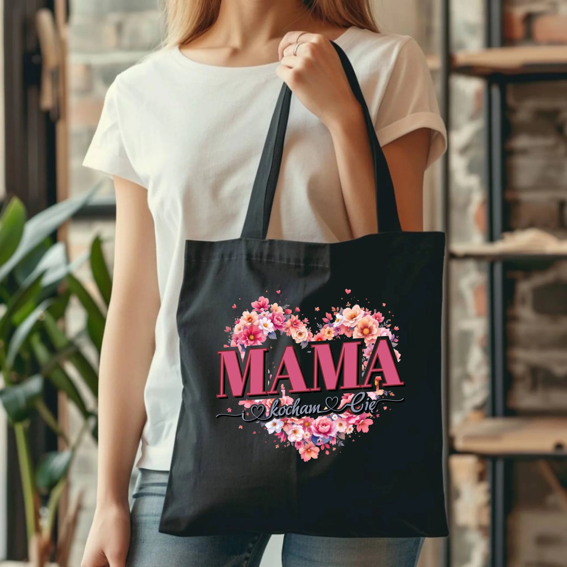 Czarna torba dla mamy upominek na Dzień Mamy