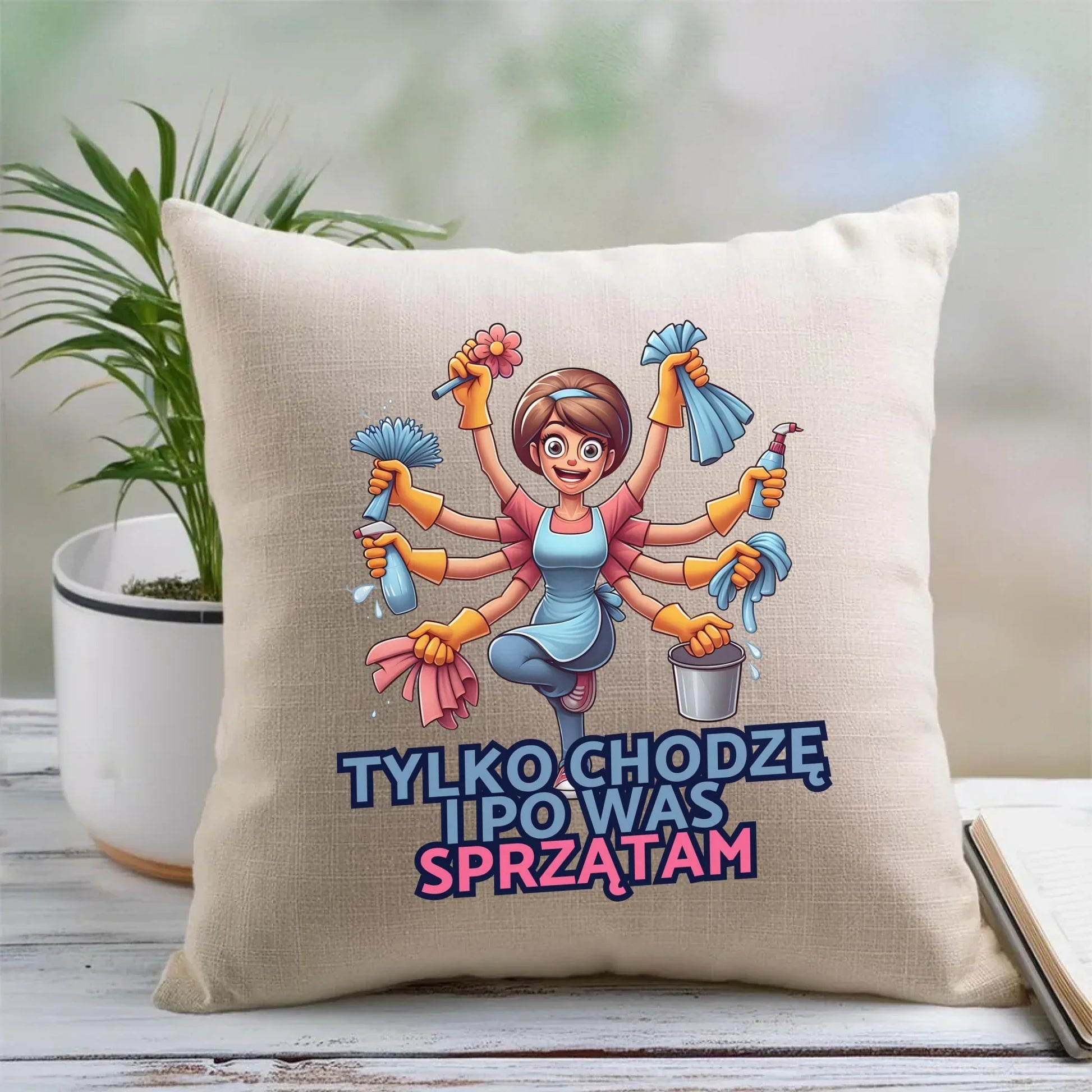 Tylko chodzę i po Was sprzątam | Poduszka prezent dla mamy DM42 - StoryCups.pl
