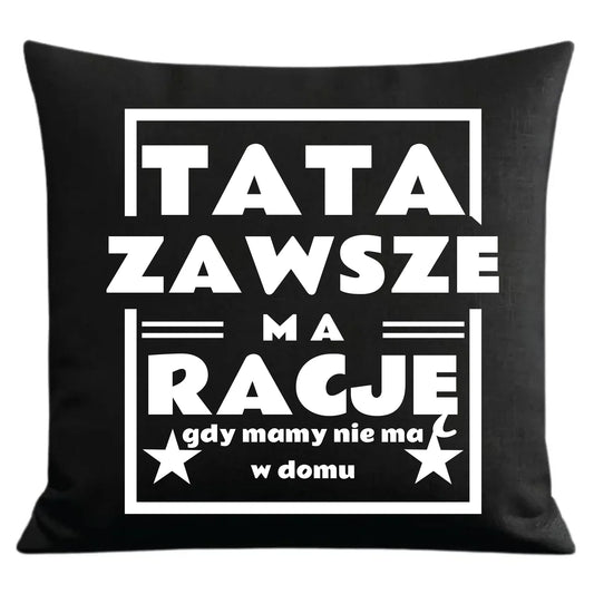 Prezent dla taty czarna poduszka dekoracyjna z nadrukiem