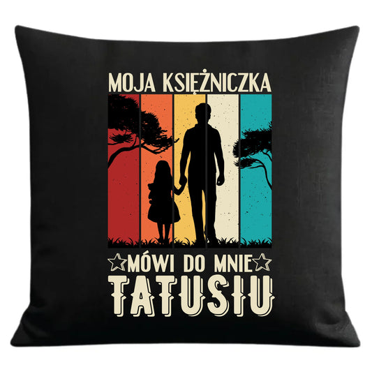 Prezent dla taty czarna poduszka dekoracyjna z nadrukiem